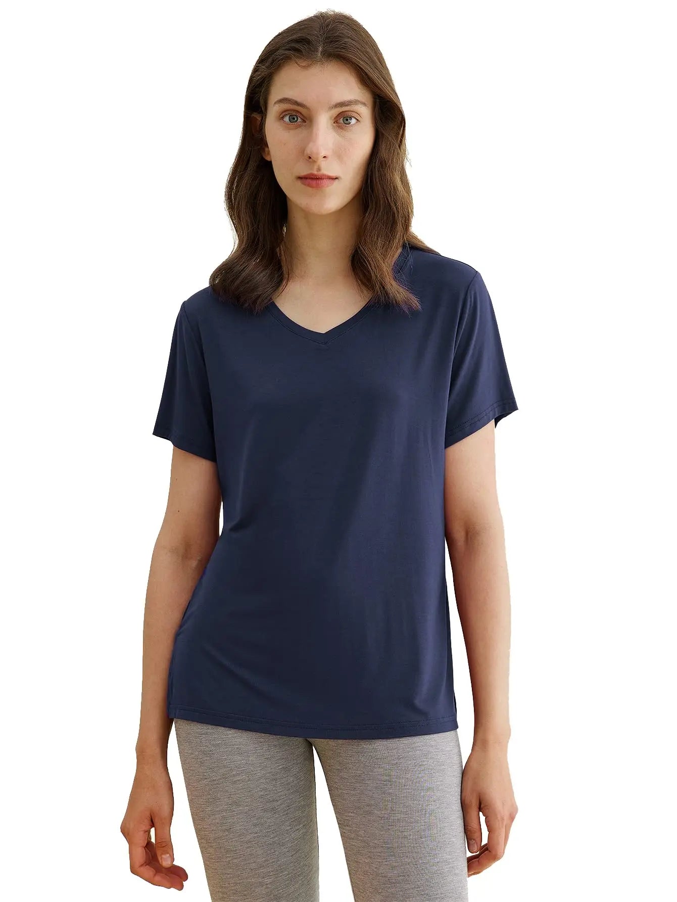 Latuza Women's Viscose Sleep T-Shirt V-Neck Pajamas Top