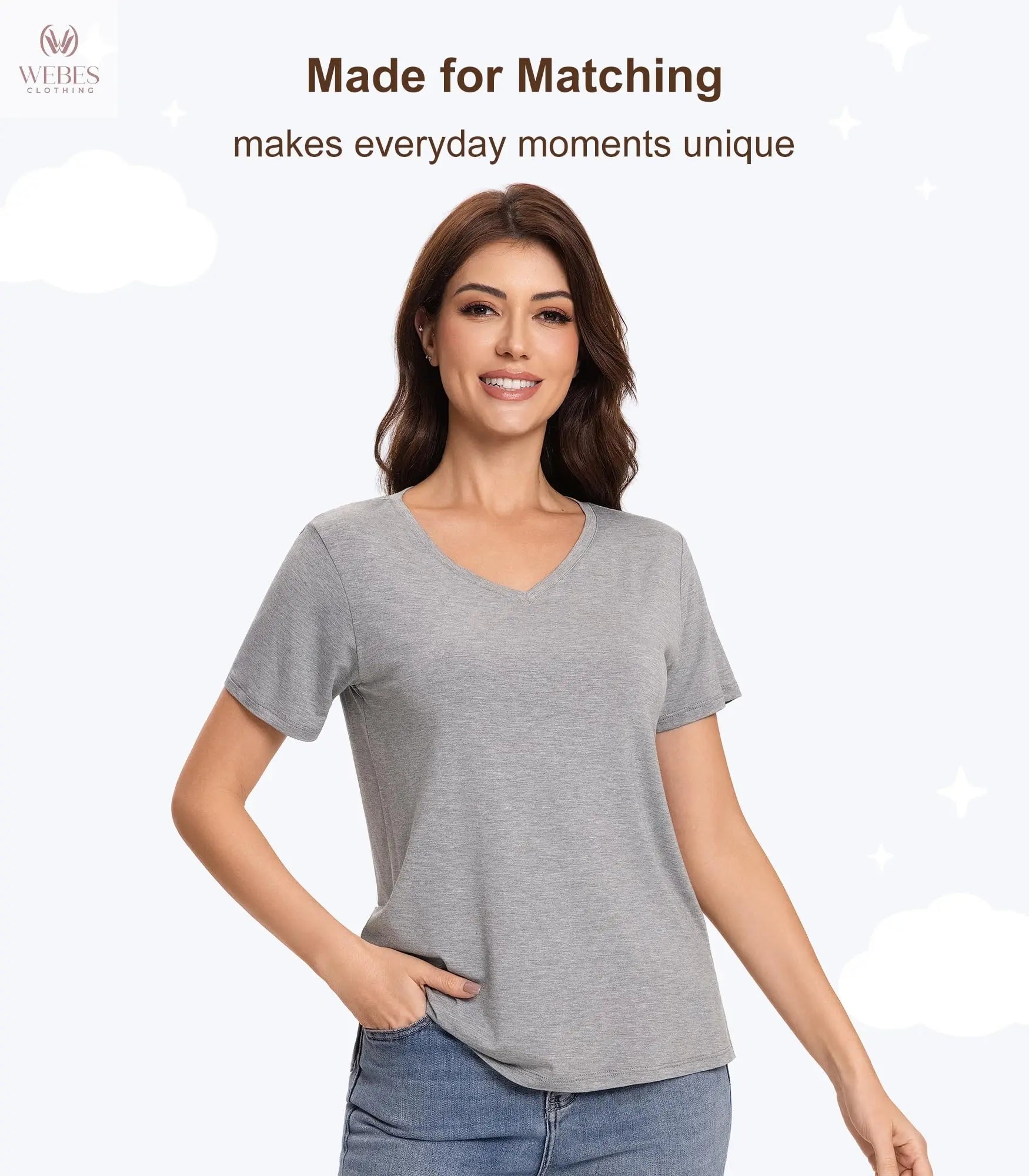 Pajama Tops for Women Viscose from Bamboo T-Shirt Short Sleeve Tee Soft V Neck Shirt Cooling Pjs Sleepwear S-XXL