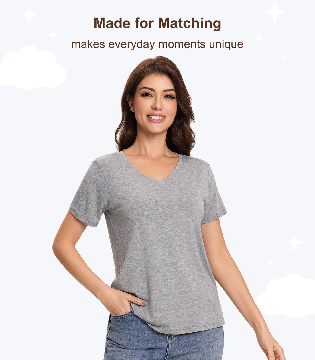 Pajama Tops for Women Viscose from Bamboo T-Shirt Short Sleeve Tee Soft V Neck Shirt Cooling Pjs Sleepwear S-XXL