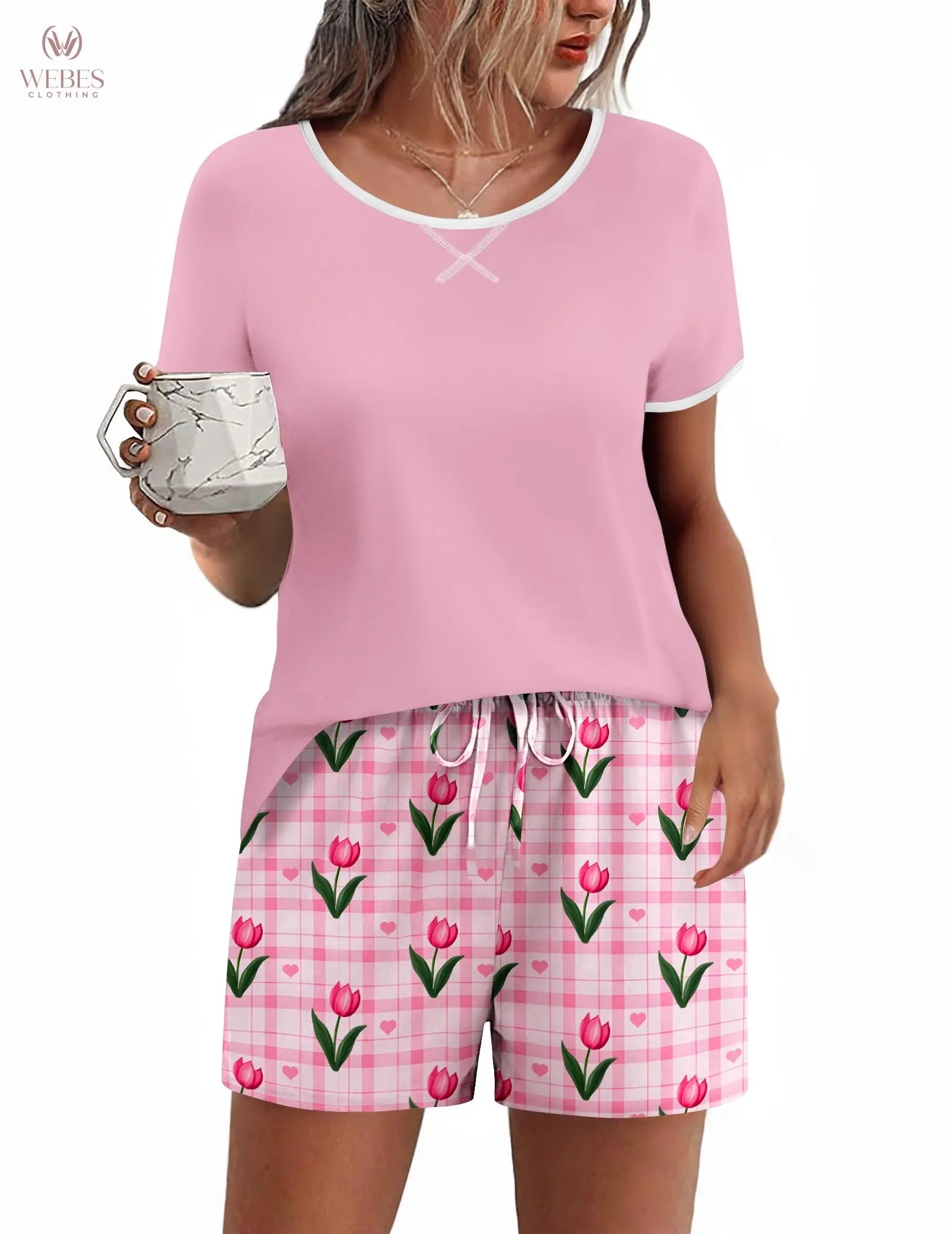 Ekouaer Women Pajama Set Casual Short Set