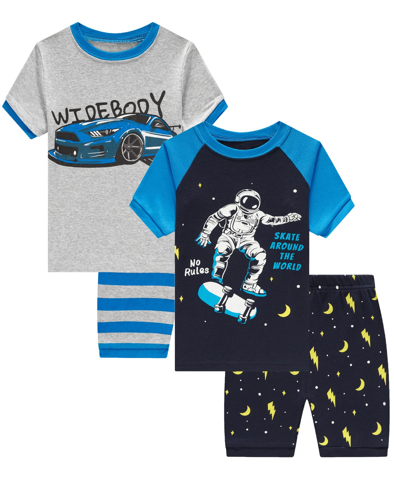 Dolphin&Fish Little Boys Cotton Short Pajamas 4 Piece Summer Kids Clothes Children Toddler Pjs
