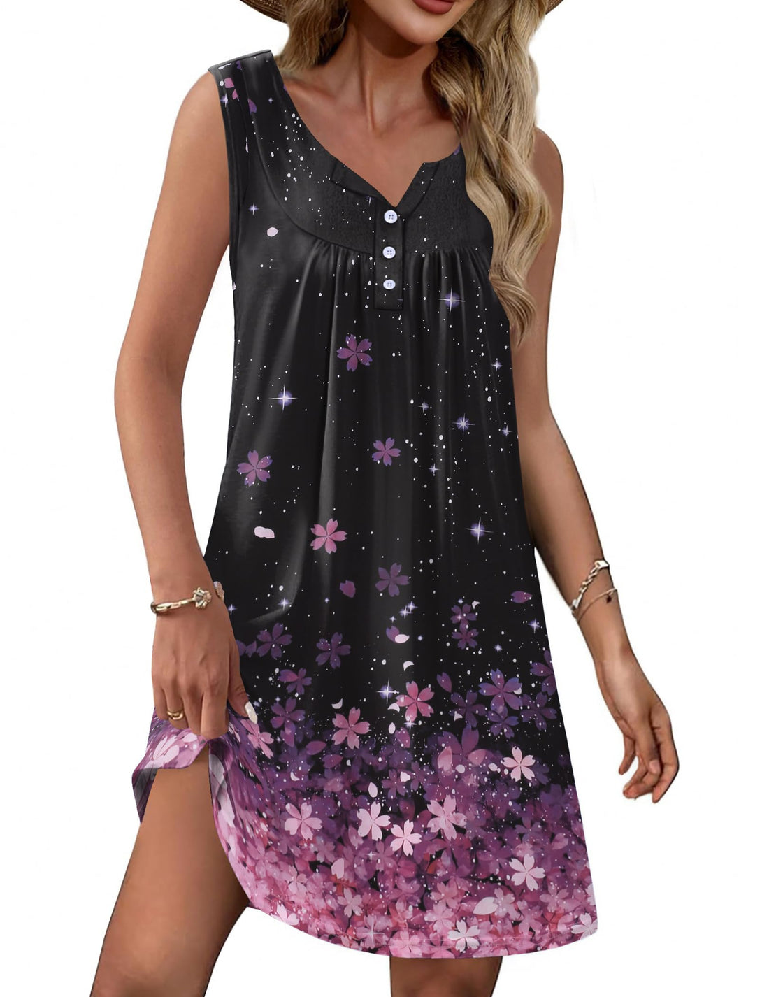 Ekouaer Nightgown for Women Tank Night Gown Sleeveless Sleep Shirt Button Night Shirt with Pockets Soft Sleep Dress WEBE CLOTHING