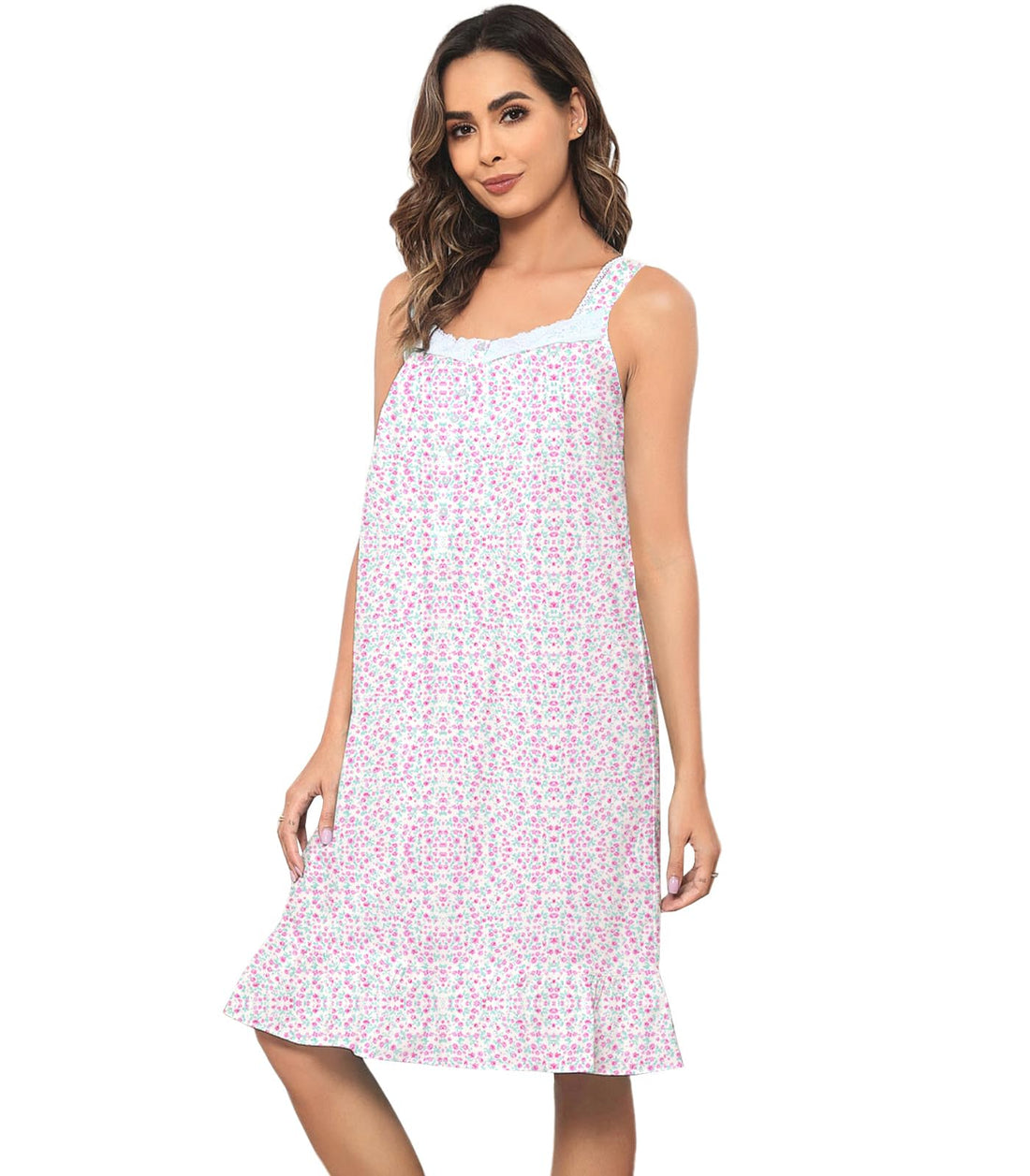 Sleeveless Nightgowns for Women 100% Cotton Nightgown Sleep Dress Soft Ladies Gowns Sleepwear Nightdress WEBE CLOTHING