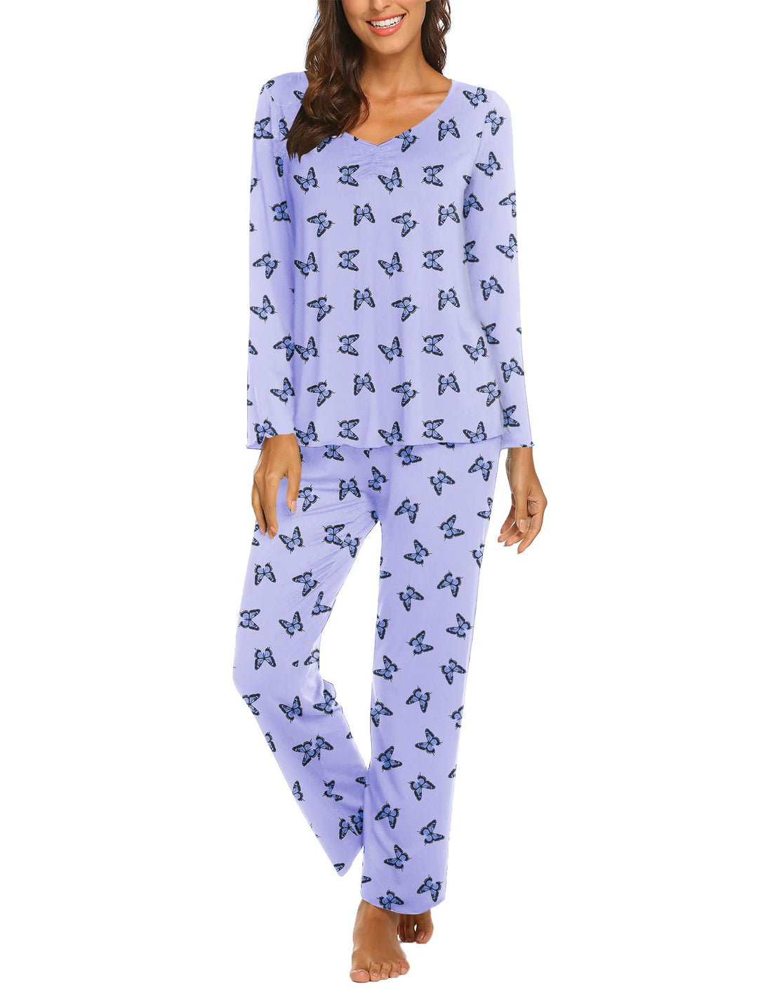 Ekouaer Womens Pajama Sets 2 Piece Lounge Set Fall Winter Pajamas Long Sleeve Pjs Top and Pants Soft Pj Sets Loose Sleepwear