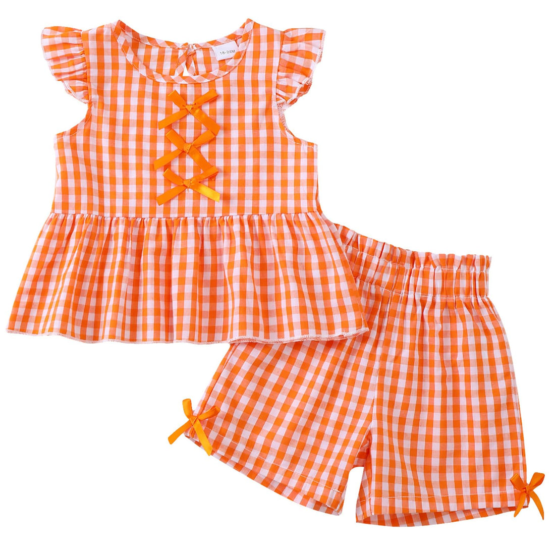 Jecson Toddler Baby Girl Summer Clothes Cotton Ruffled Sleeve Shirt Tops and Shorts Set Outfits 12Months-4T WEBE CLOTHING