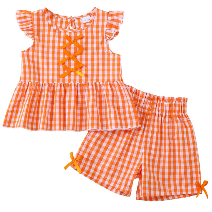 Jecson Toddler Baby Girl Summer Clothes Cotton Ruffled Sleeve Shirt Tops and Shorts Set Outfits 12Months-4T WEBE CLOTHING