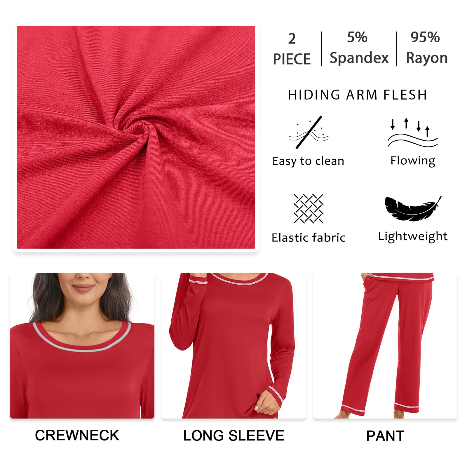 Netsmile Women's Pajama Sets 2 Piece Ladies Long Sleeve Pjs Fall Loungewear Soft Sleepwear with Pockets