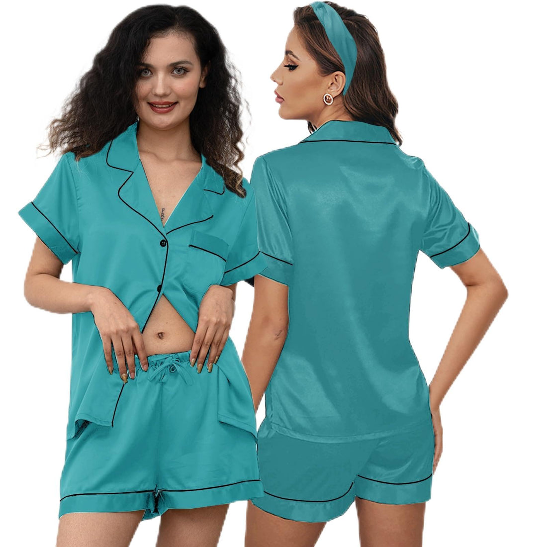 3Pcs Silk Pajamas XS-4XL Womens Satin Pajama Short Floral Sleepwear Bride Soft Pj Lounge Sets Pjs Shorts Set WEBE CLOTHING