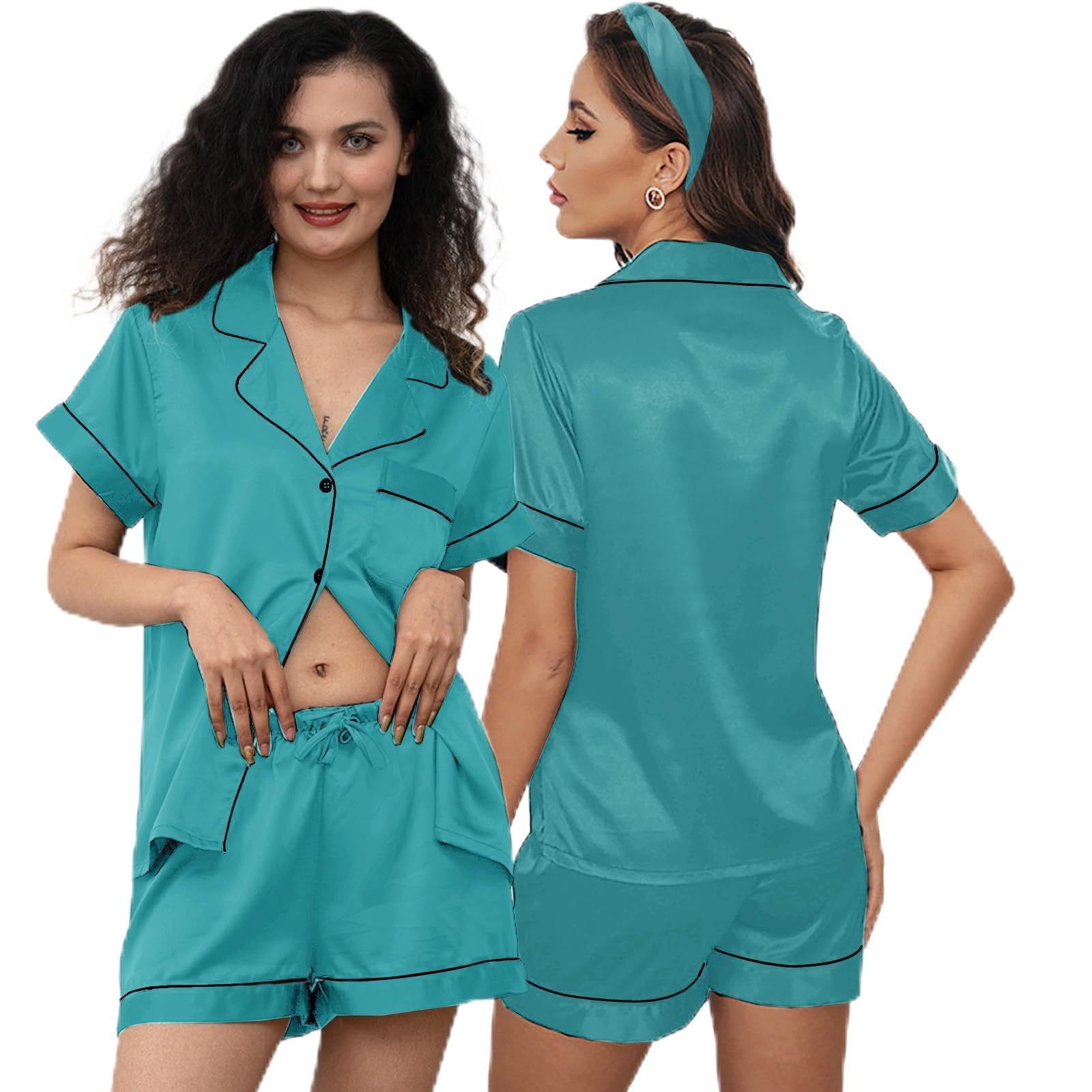3Pcs Silk Pajamas XS-4XL Womens Satin Pajama Short Floral Sleepwear Bride Soft Pj Lounge Sets Pjs Shorts Set WEBE CLOTHING