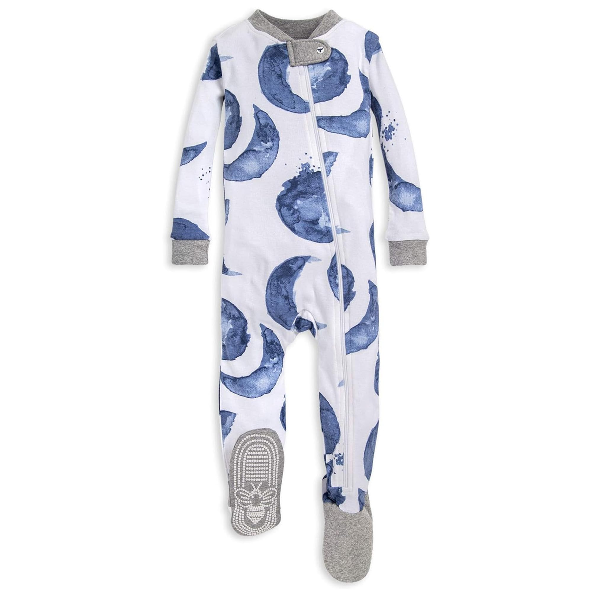 Burt's Bees Baby Organic Cotton Footed Pajamas for Boys, Zipper PJ Sleeper, Snug Fit Sleepwear with Non-Slip Bee Grips