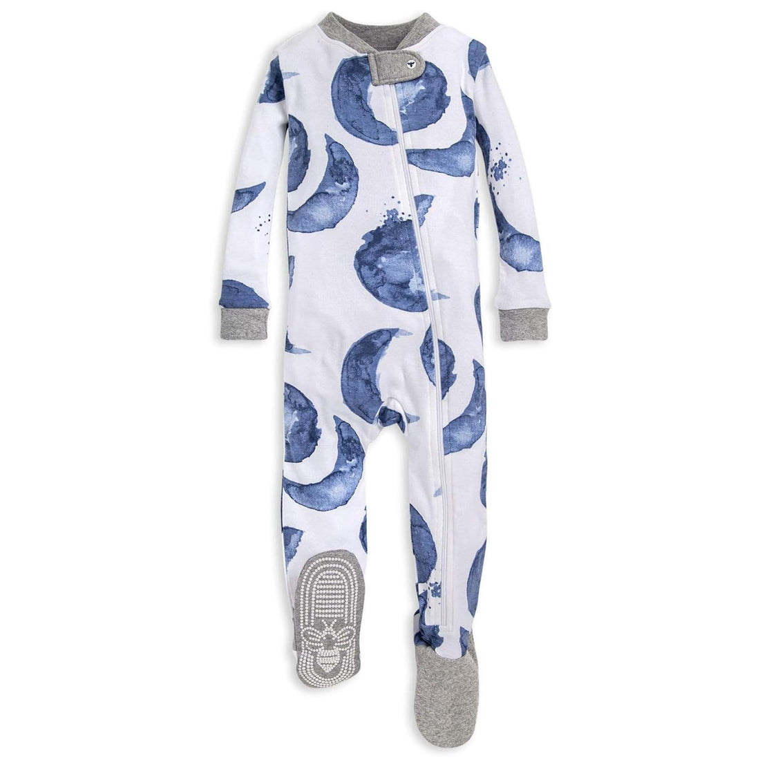 Burt's Bees Baby Organic Cotton Footed Pajamas for Boys, Zipper PJ Sleeper, Snug Fit Sleepwear with Non-Slip Bee Grips