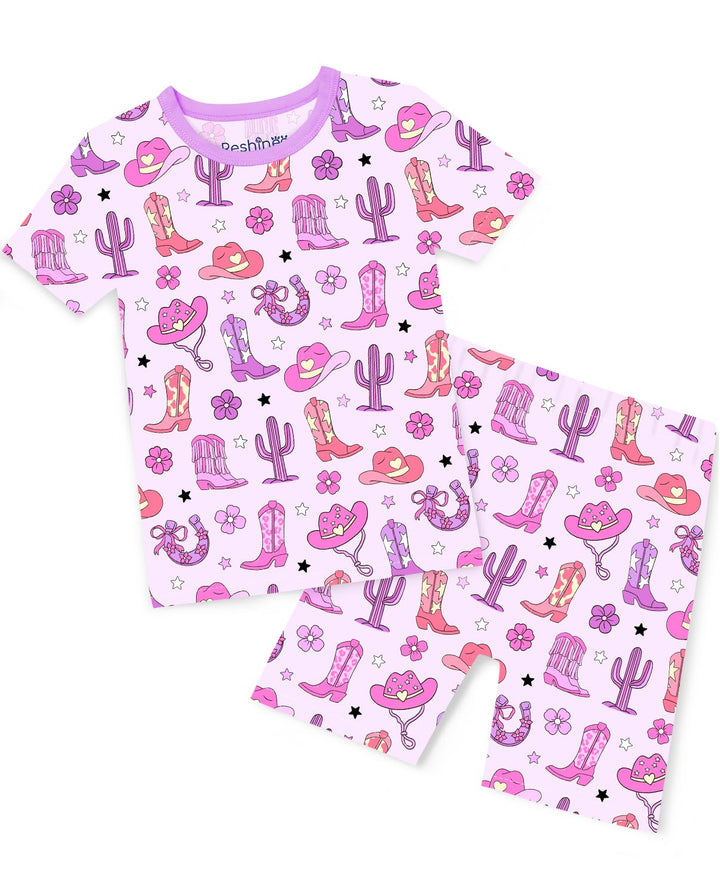 babee Reshinee Bamboo Viscose Toddler Unicorn Mermaid Girls Kids Pajamas Short Sleeve Summer Cool Snug fit Pjs, 2pcs