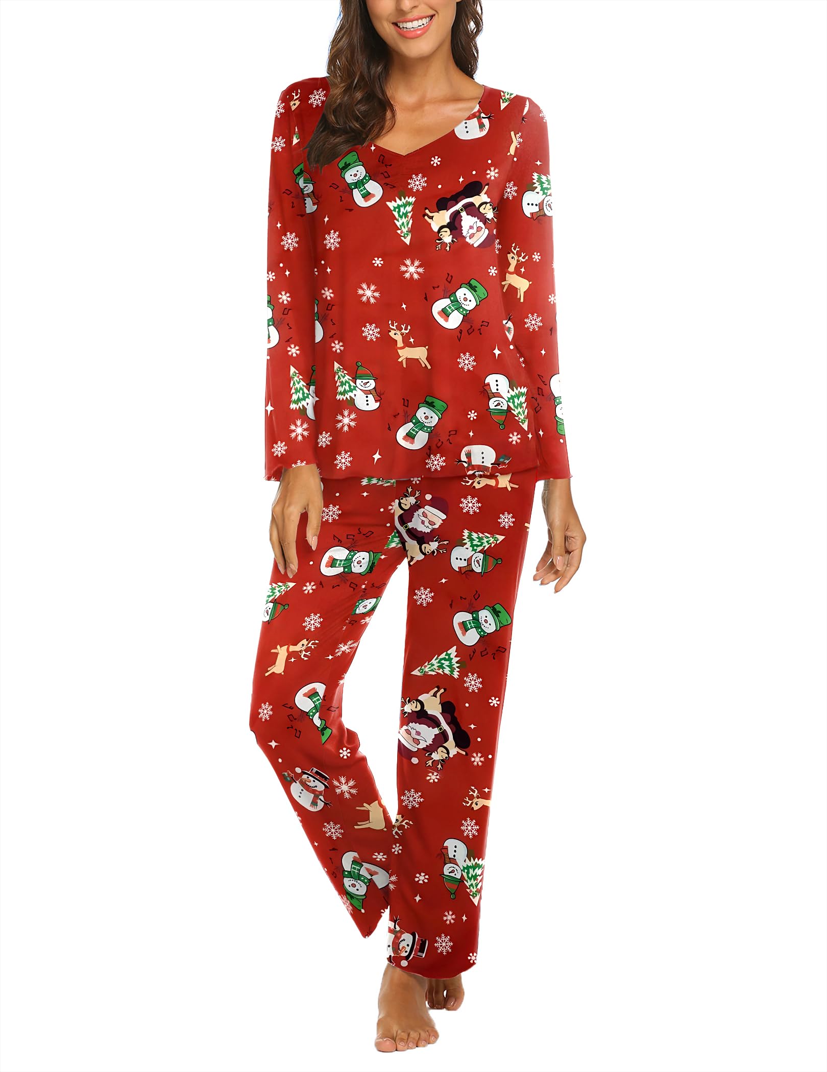Ekouaer Womens Pajama Sets 2 Piece Lounge Set Fall Winter Pajamas Long Sleeve Pjs Top and Pants Soft Pj Sets Loose Sleepwear
