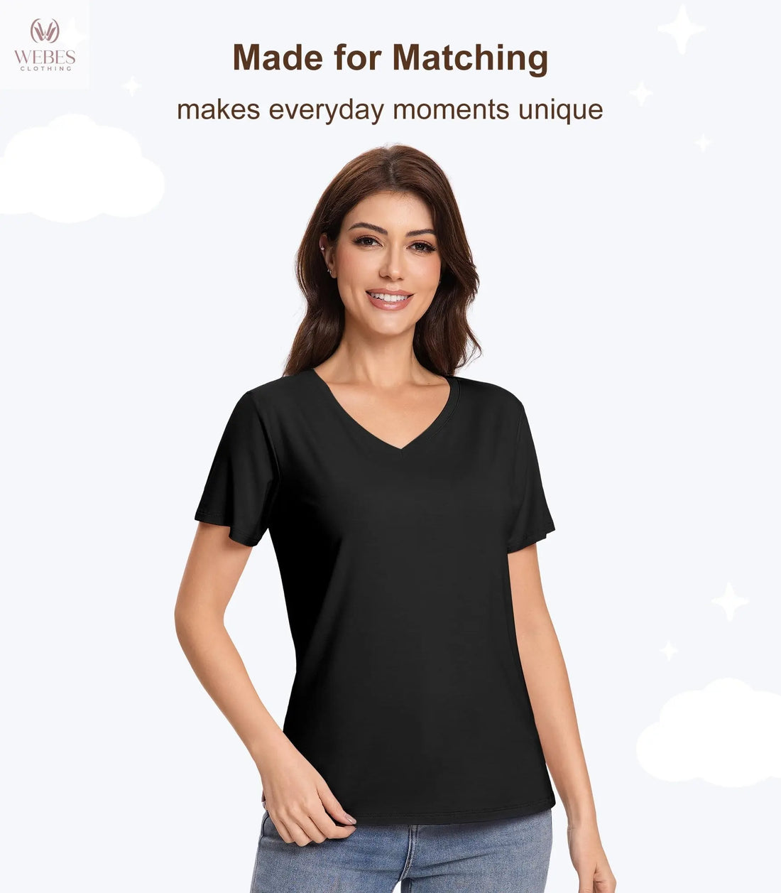 Pajama Tops for Women Viscose from Bamboo T-Shirt Short Sleeve Tee Soft V Neck Shirt Cooling Pjs Sleepwear S-XXL