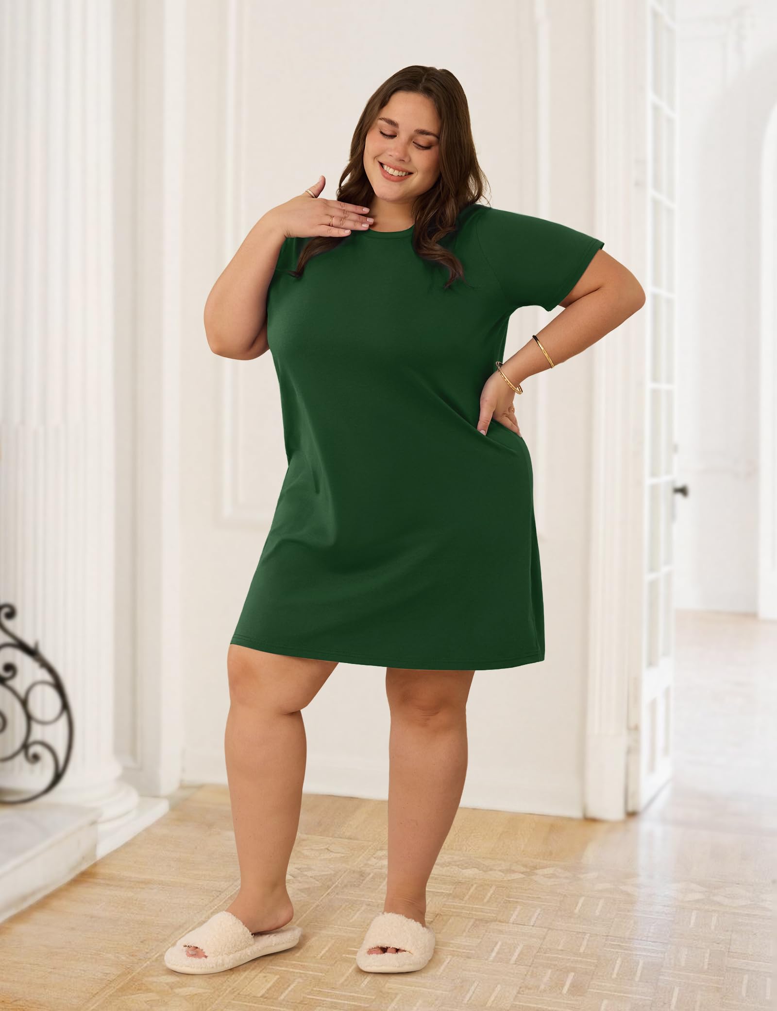 3 Pack Cotton Nightgowns for Women Short Sleeve Sleep Shirts Comfy Soft Nightshirt Pajama Sleep Dress