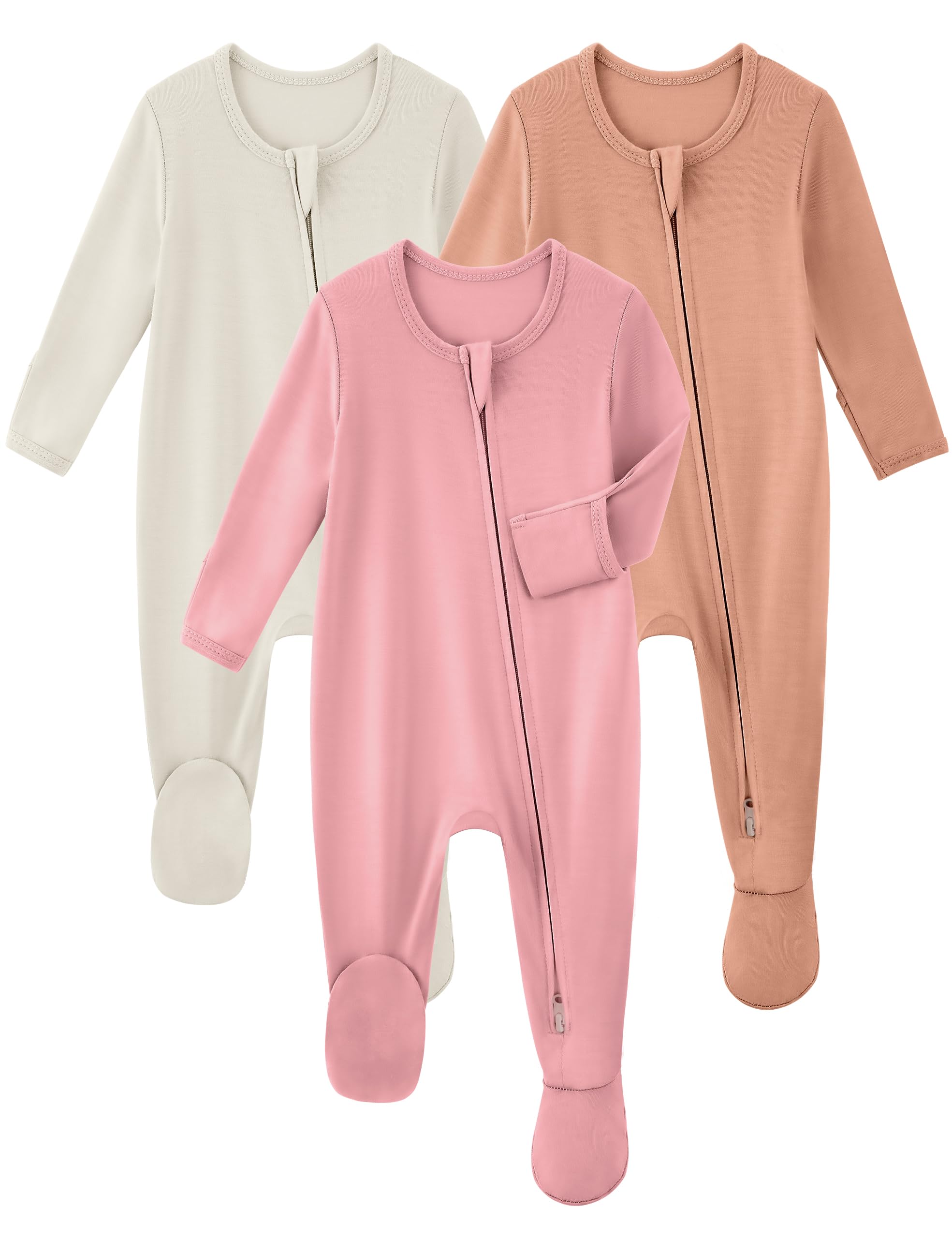 Yoofoss Rayon Made From Bamboo Baby Pajamas 3pcs Newborn Sleepers For Boy Girl Clothes, 0-3 3-6 6-9 Months Footed Pjs