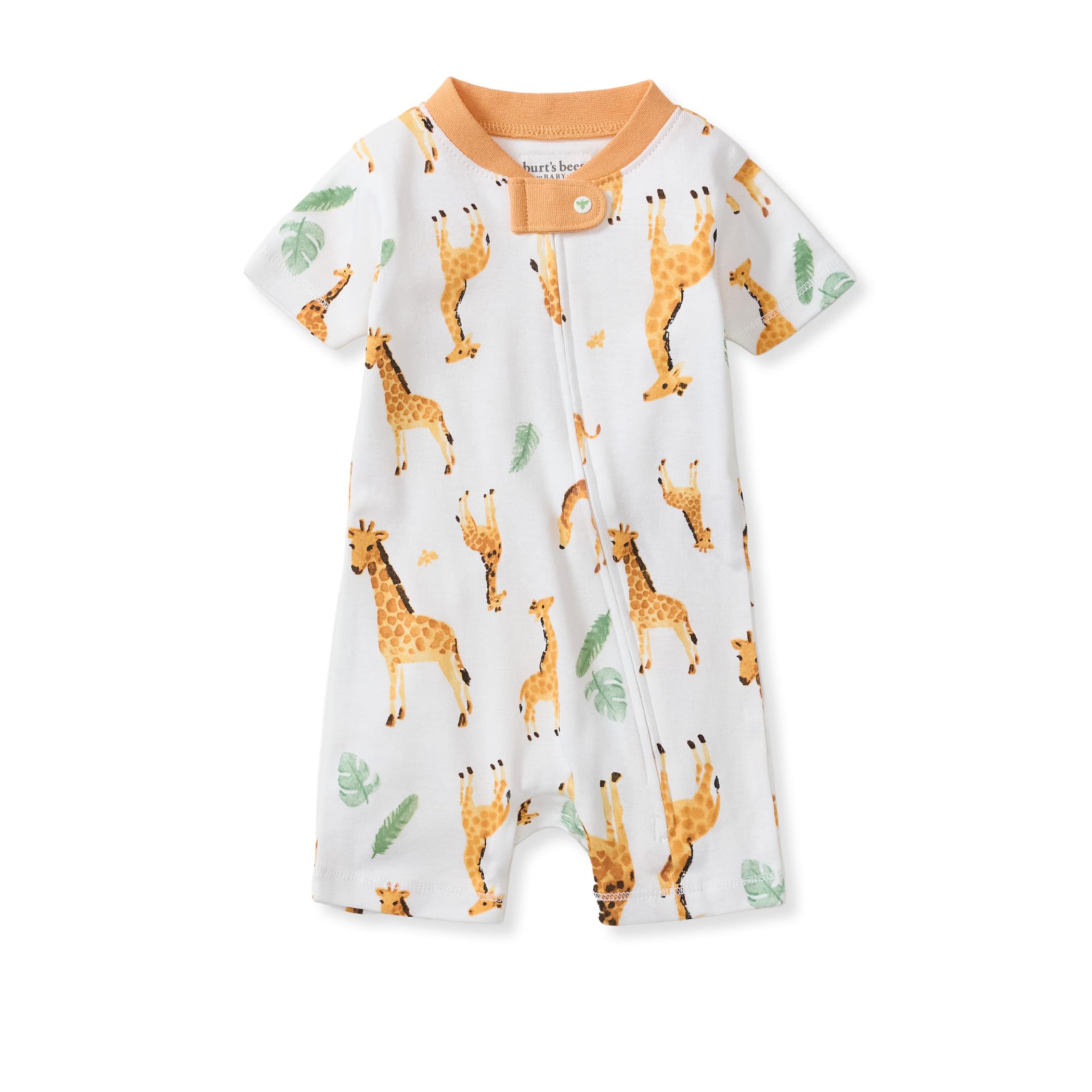 Burt's Bees Baby Short Sleeve Pajamas, Unisex One-Piece Sleeper Romper, 100% Organic Cotton Toddler Summer Clothes Outfit