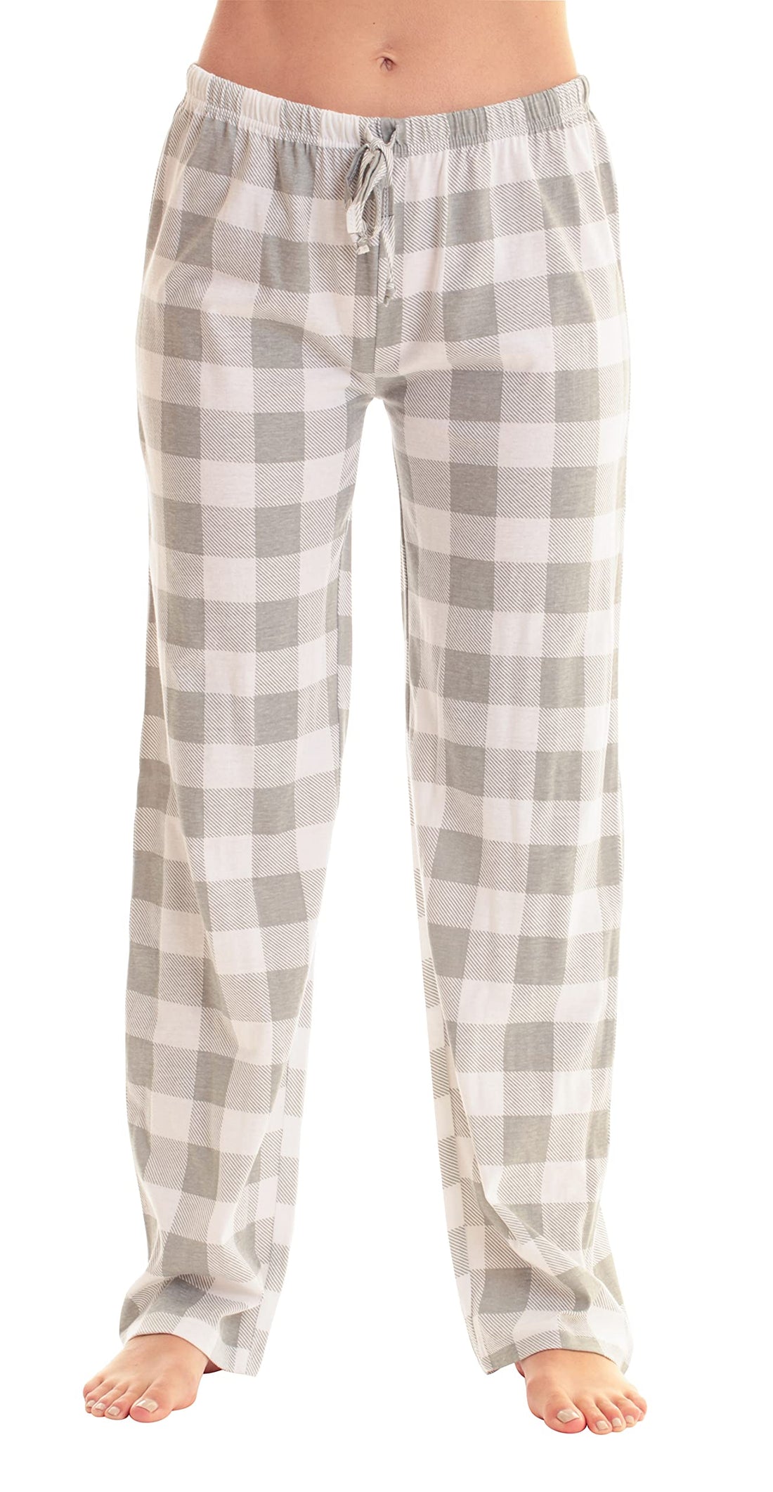 Just Love Women's Buffalo Plaid Pajama Pants, 100% Cotton Jersey Knit Sleep and Lounge PJ Bottoms