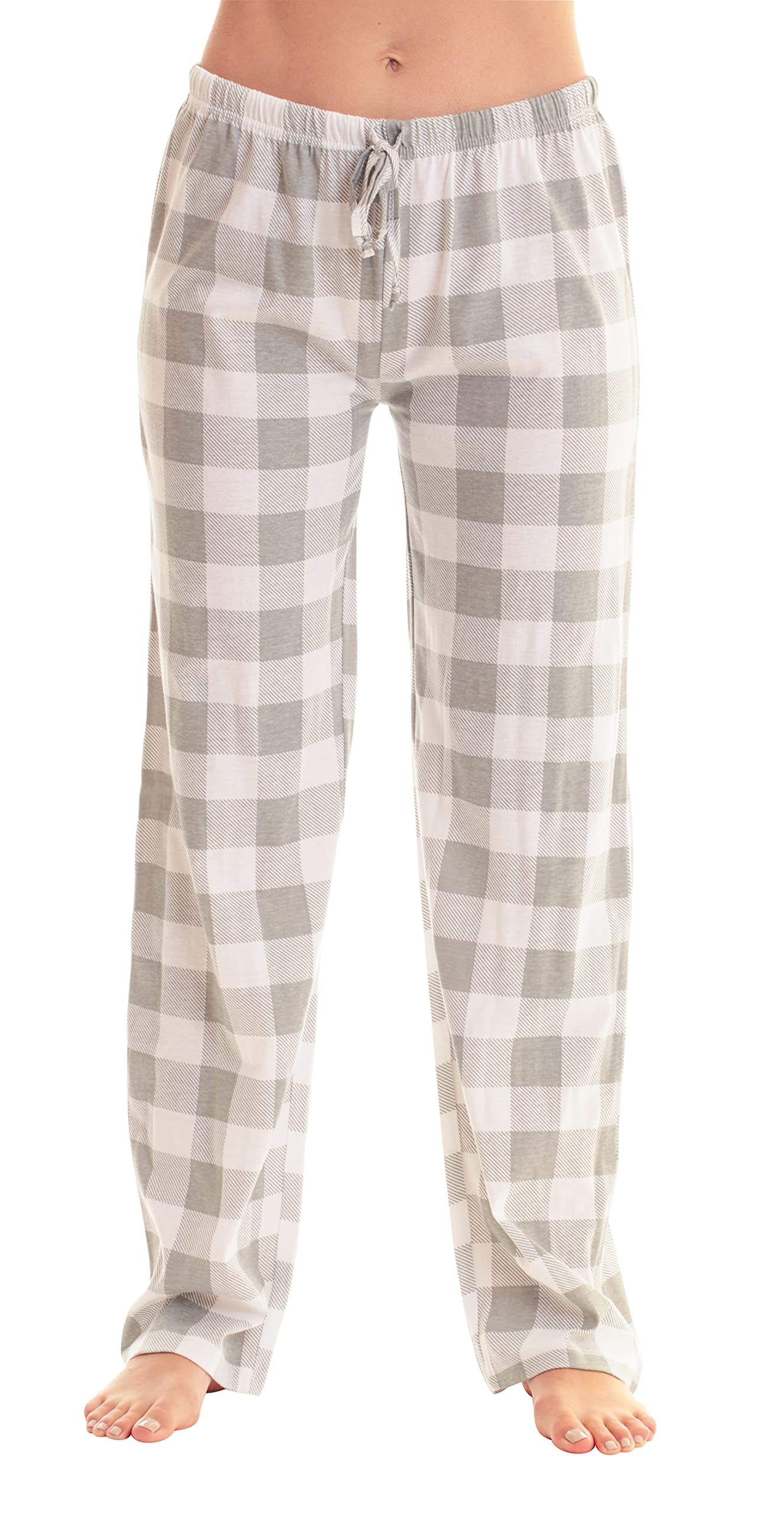 Just Love Women's Buffalo Plaid Pajama Pants, 100% Cotton Jersey Knit Sleep and Lounge PJ Bottoms