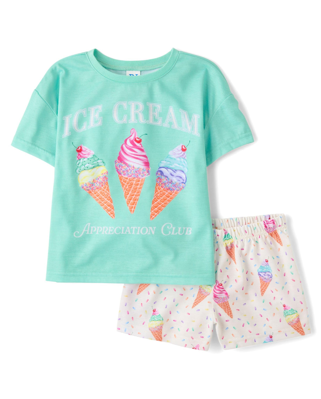 The Children's Place Girls' Short Sleeve Top and Shorts,2 Piece Pajama Set