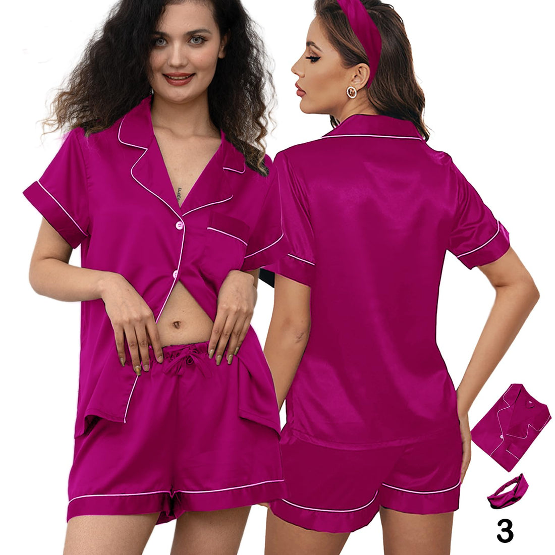 3Pcs Silk Pajamas XS-4XL Womens Satin Pajama Short Floral Sleepwear Bride Soft Pj Lounge Sets Pjs Shorts Set WEBE CLOTHING