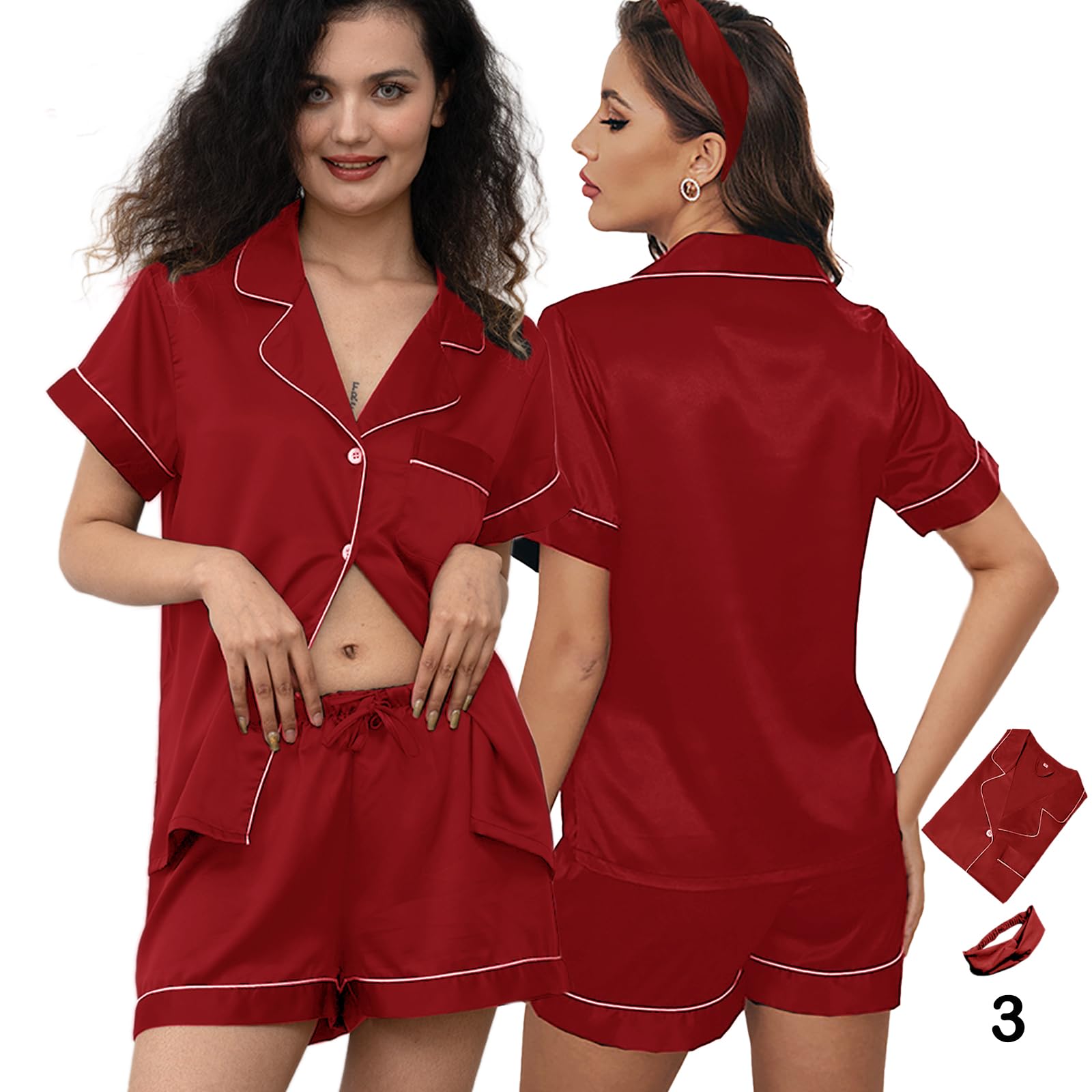 3Pcs Silk Pajamas XS-4XL Womens Satin Pajama Short Floral Sleepwear Bride Soft Pj Lounge Sets Pjs Shorts Set WEBE CLOTHING