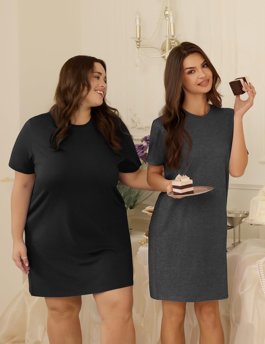 3 Pack Cotton Nightgowns for Women Short Sleeve Sleep Shirts Comfy Soft Nightshirt Pajama Sleep Dress