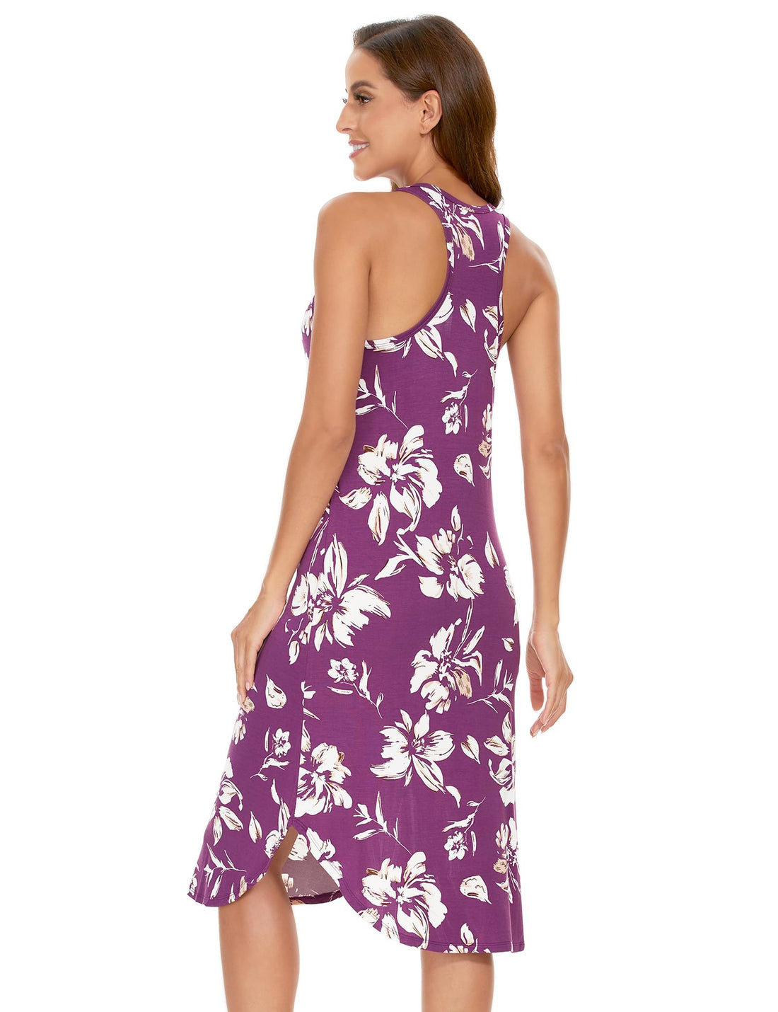 GYS Women's Bamboo Viscose Cooling Racerback Tank Nightgown | Moisture wicking, Breathable, Tagless, Sleeveless, Soft stretch, Racerback design, for hot flashes & summer sleep WEBE CLOTHING