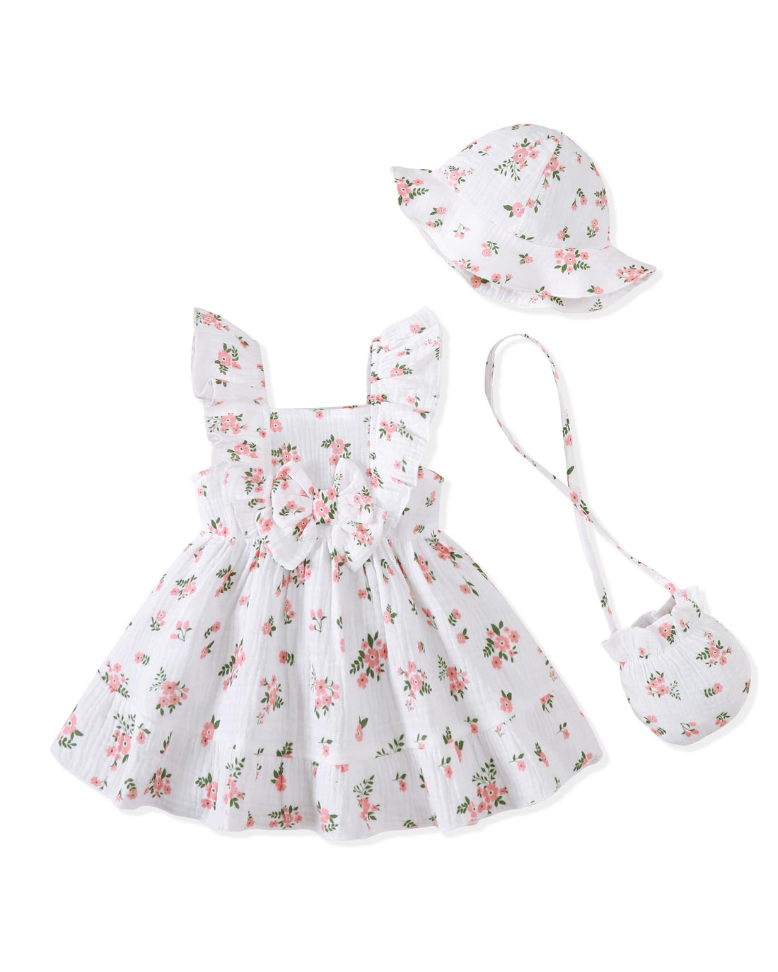 Renotemy Newborn Infant Baby Girl Dresses Summer Outfits Boho Casual Sundress Gifts Toddler Clothes for Girl with Hat and Bag WEBE CLOTHING