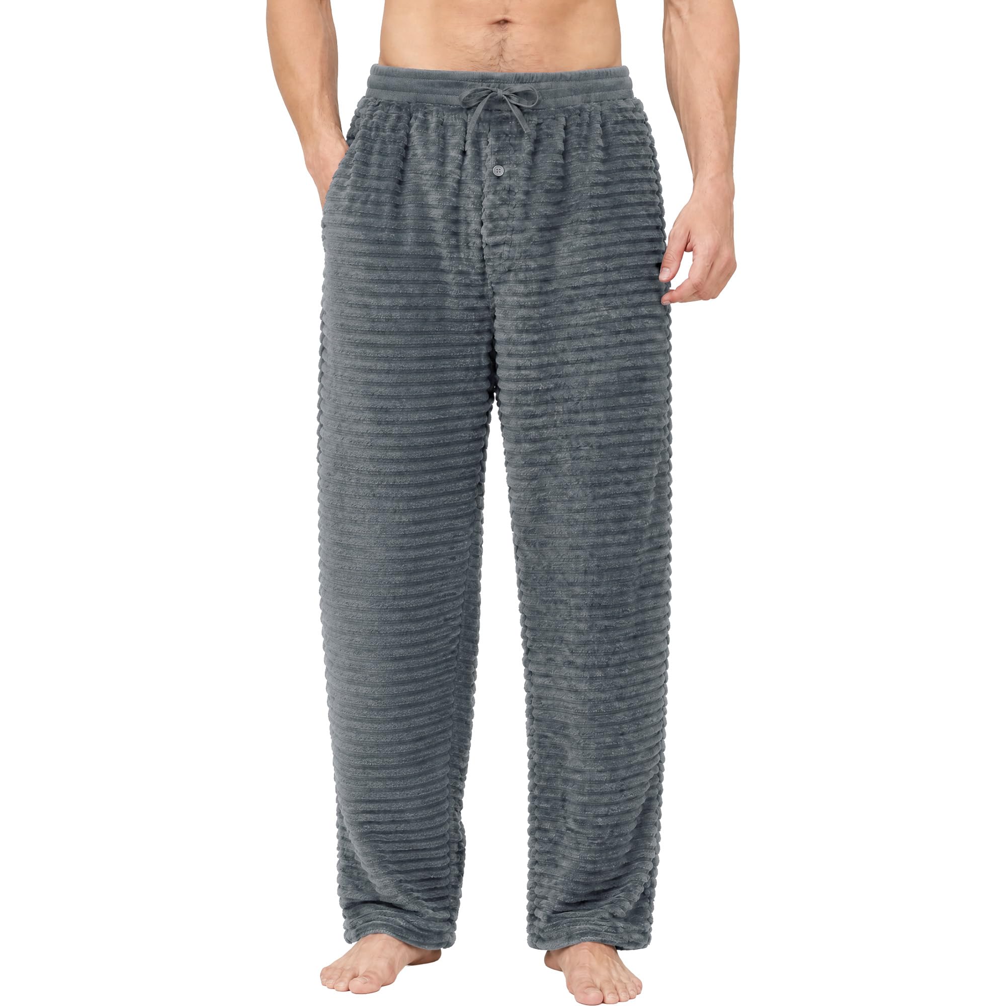 U2SKIIN Mens Fuzzy Plush Pajama Pants, Soft Fleece Fluffy Pj Bottoms Warm Cozy Sleep Lounge Pant for Men with Pockets