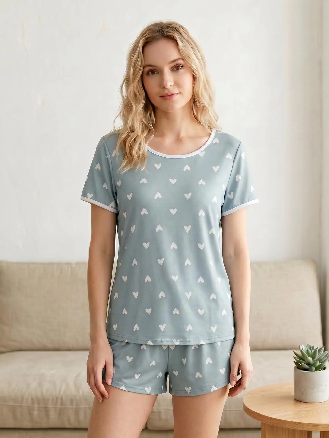 VENTELAN Women's 2 Piece Short Sleeve Pajama Sets Soft Loungewear Summer Sleepwear Pjs Sets with Pockets WEBE CLOTHING