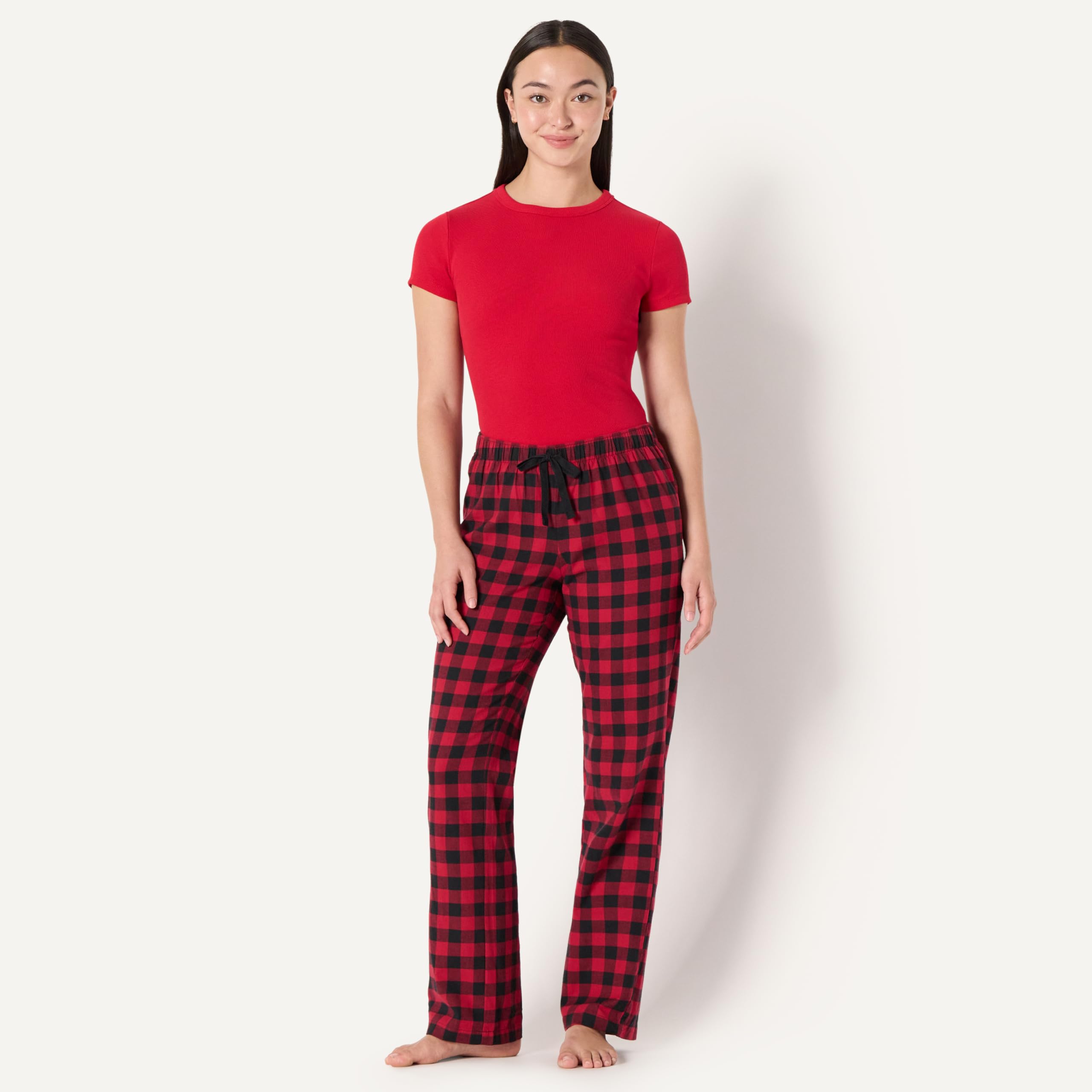 Amazon Essentials Women's Relaxed-Fit Brushed Flannel Pajama Sleep Pant with Drawstring