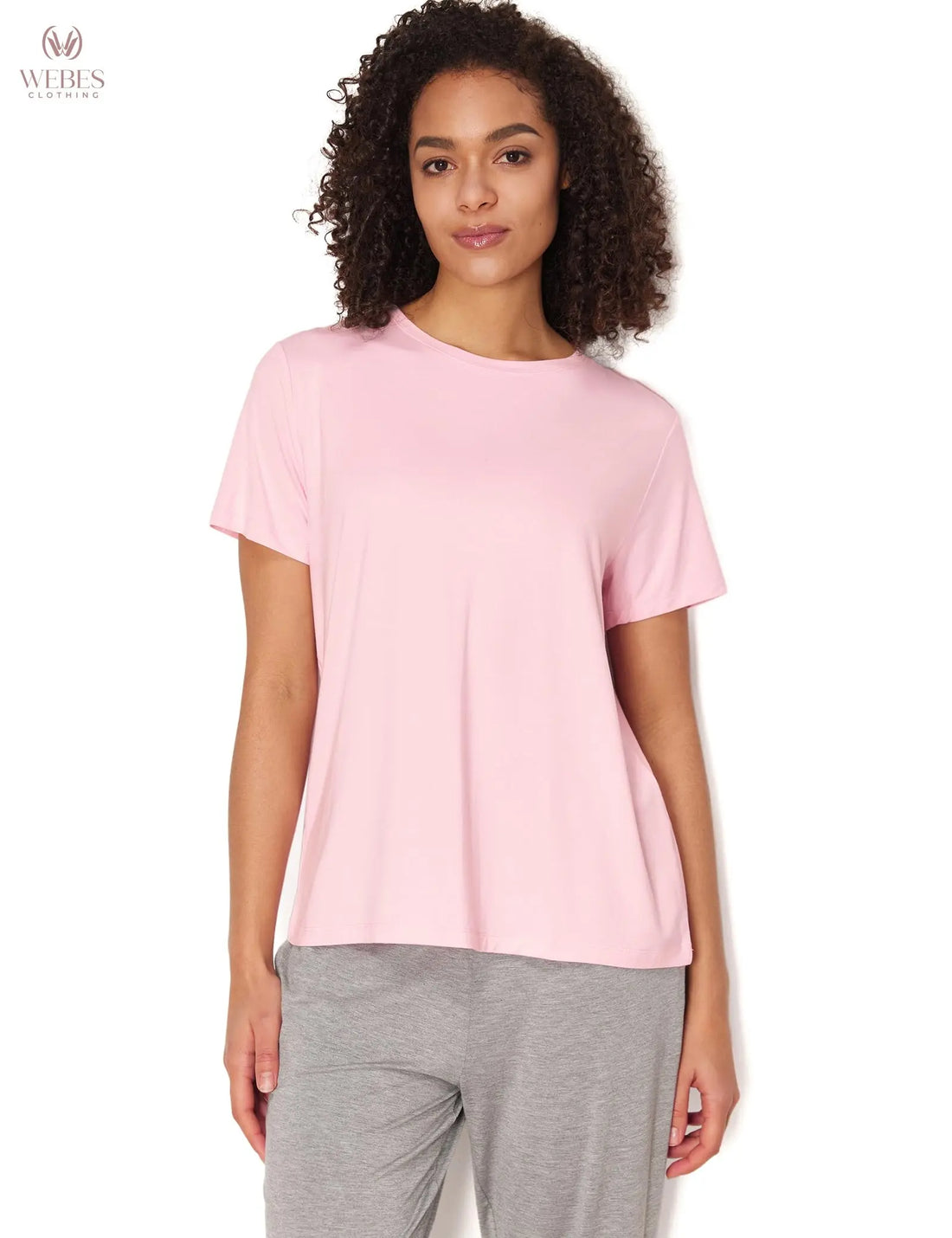GYS Women's Pajama Tops Bamboo-derived Viscose Soft Comfy Short Sleeve Basic Lounge Tops