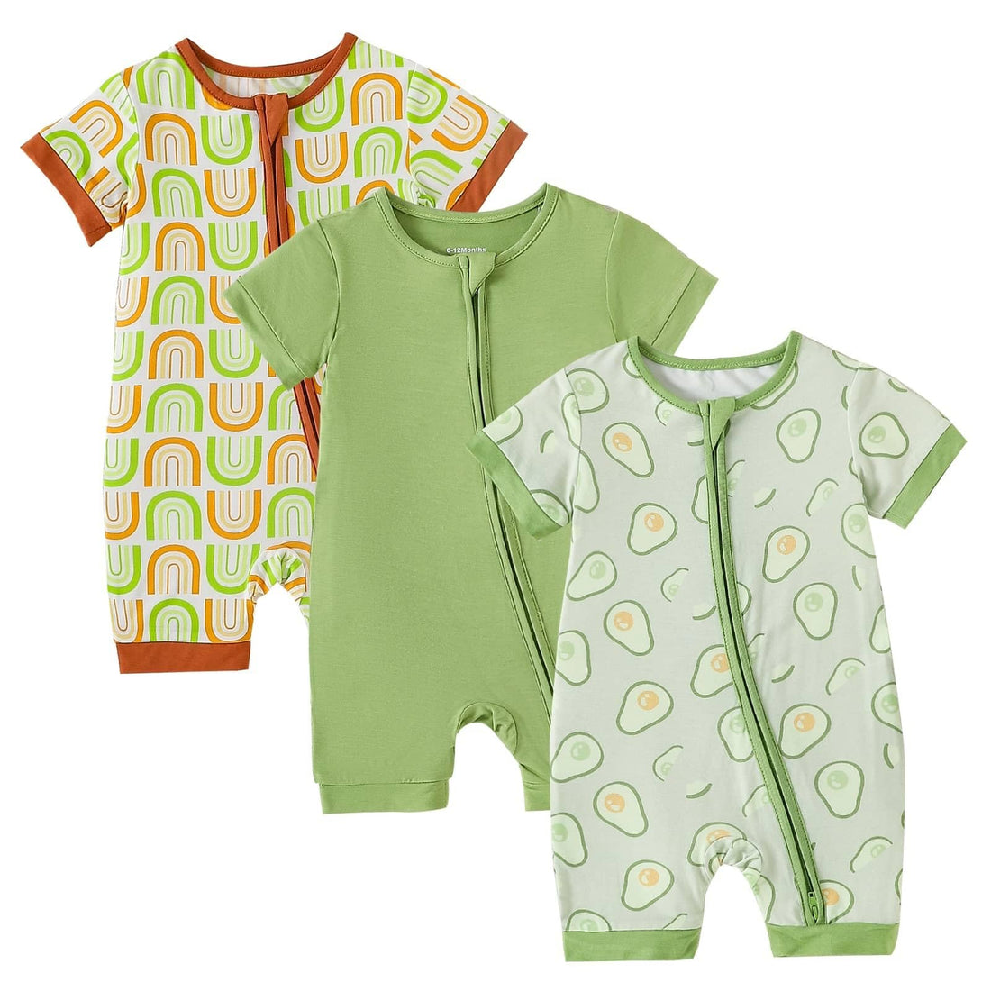 OPAWO Bamboo Baby Pajamas 3 Pack, Double Zipper Bamboo Sleepers for Baby Boy Girl Romper, Toddler Summer Clothes Outfit 0-24M WEBE CLOTHING