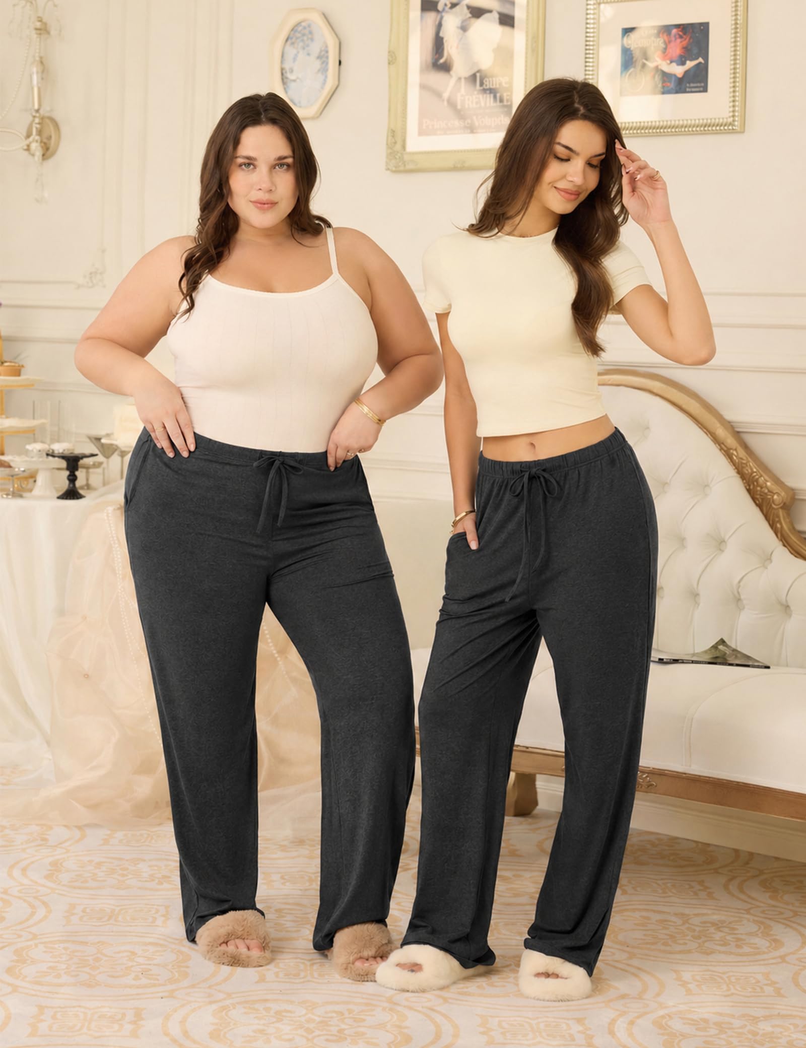 3-Pack Womens Pajama Pants with Drawstring, Soft Sleep & Lounge Pants