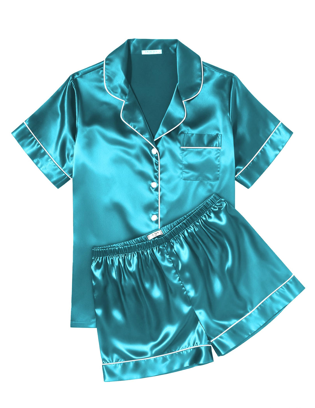 Ekouaer Womens Silk Satin Pajama Sets Soft Short Sleeve Button Down Sleepwear Top and Shorts 2 Piece Pjs Lounge Set