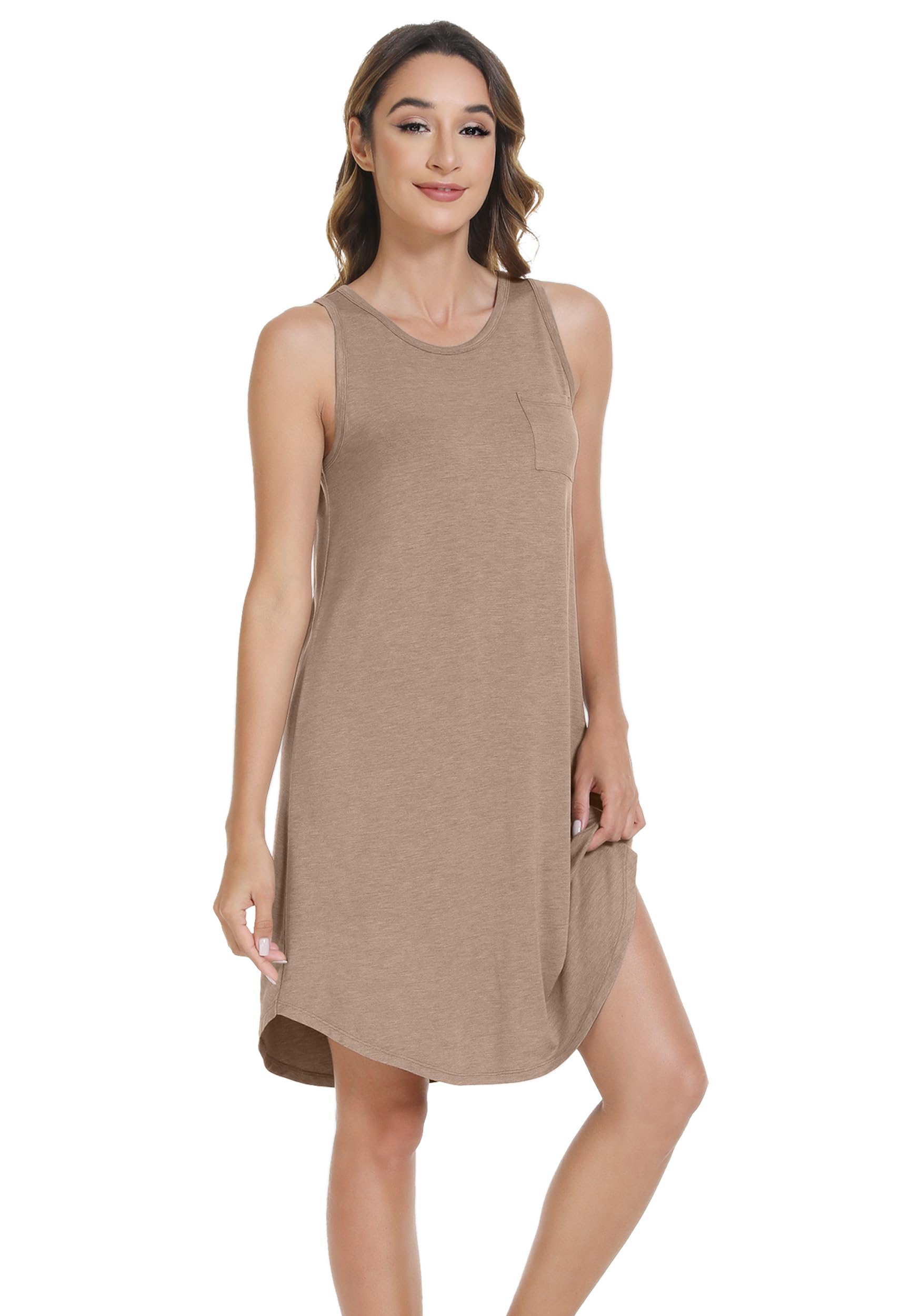 WiWi Tank Nightgown for Women Soft Comfy Sleeveless Sleep Gowns Viscose from Bamboo Cooling Sleepwear S-XXL WEBE CLOTHING