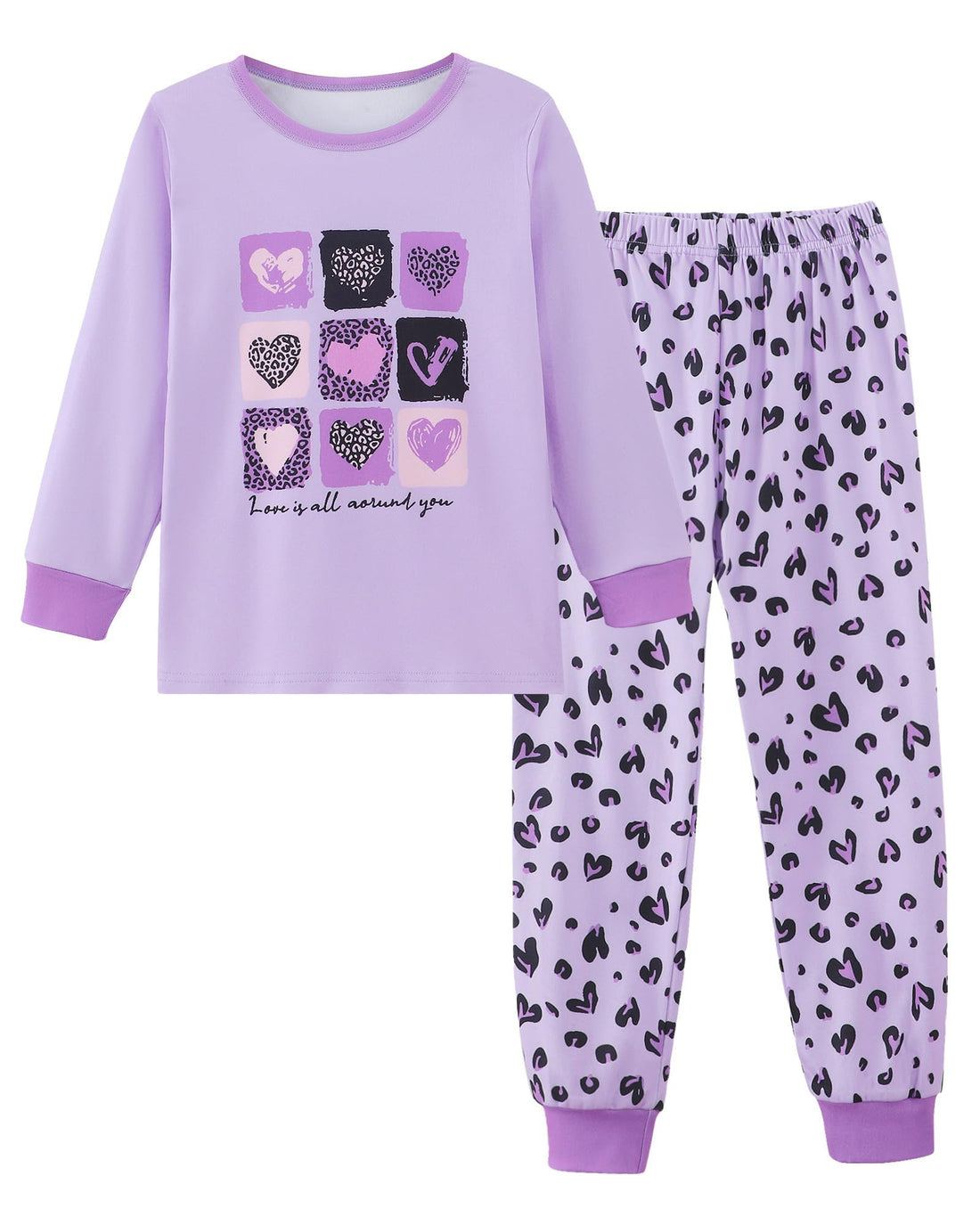 Mikrdoo Girls Pajamas Kids 2 Piece Pjs Set Soft Cozy Long Sleeve Top and Pants Stretchy Girls' Sleepwear Size 4-14 Years