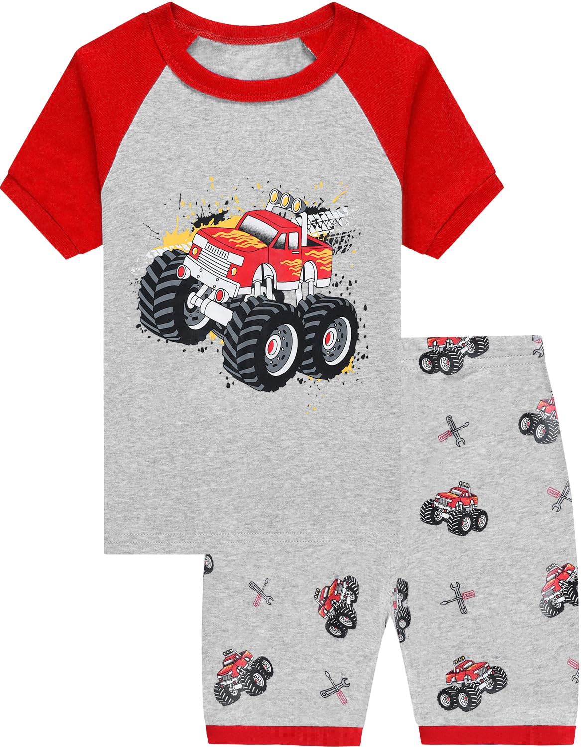 Little Hand Toddler Boys Pajamas Kids Dinosaur Summer PJS Monster Truck Boy Tractor Jammies Hockey Short Sets 2-7 Years