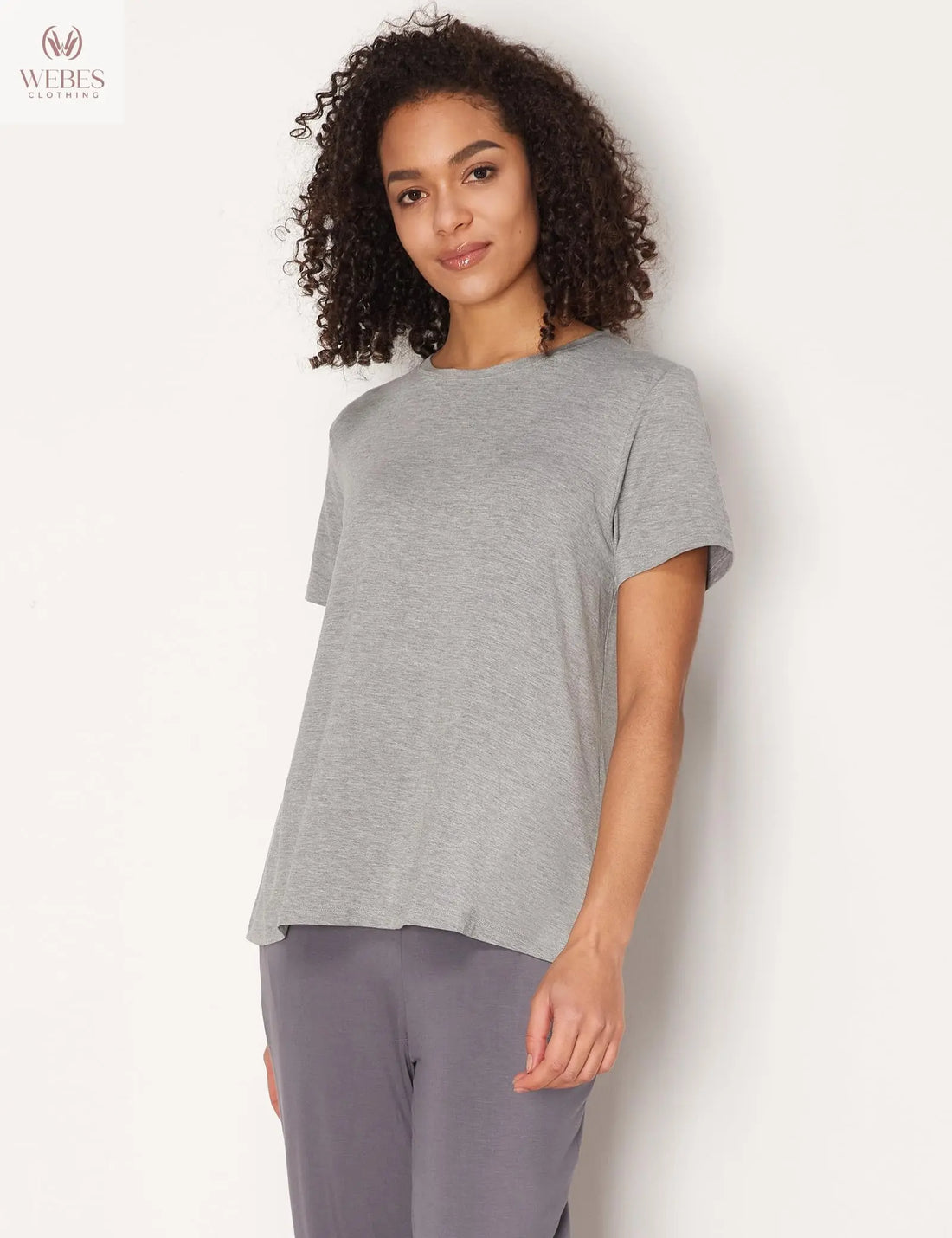 GYS Women's Pajama Tops Bamboo-derived Viscose Soft Comfy Short Sleeve Basic Lounge Tops