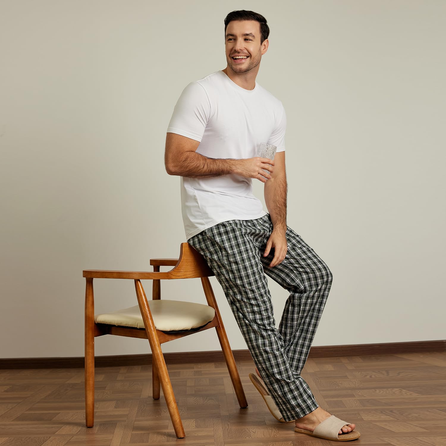 MoFiz Men's Pajama Pants Ultra Lightweight Pjs Bottoms Sleepwear Bottom Pants with Pocket Drawstring 3-Pack