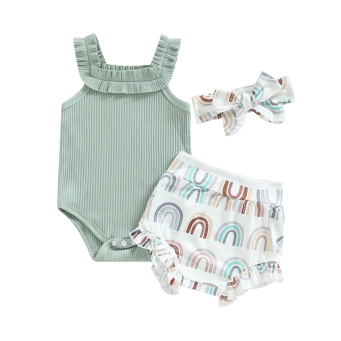 Newborn Baby Girl Summer Clothes Boho Infant Sleeveless Romper Bodysuit Shorts Headband 3Pcs Outfits WEBE CLOTHING