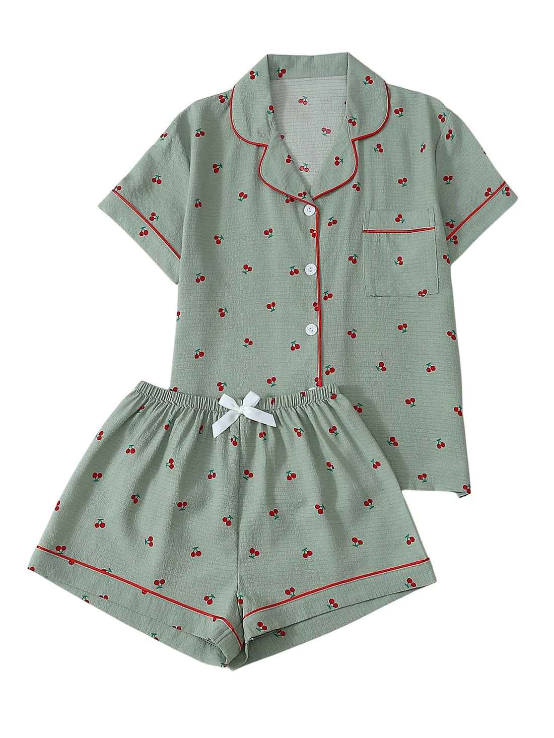 Verdusa Pajamas For Women Set 2 Piece Summer Pajama Sets Cute Pjs Lounge Matching Button Shirt with Shorts