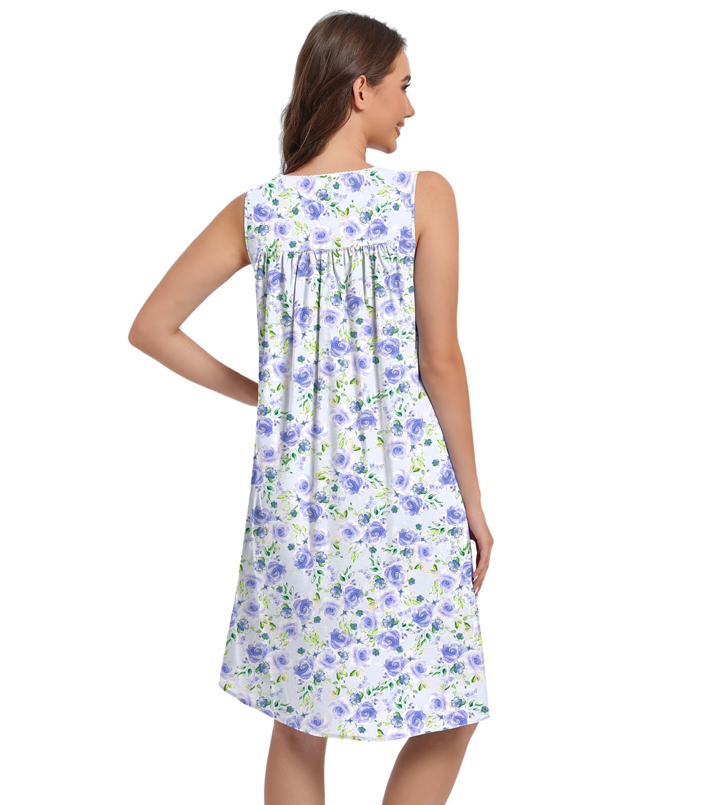 Sleeveless Nightgowns for Women 100% Cotton Nightgown Sleep Dress Soft Ladies Gowns Sleepwear Nightdress WEBE CLOTHING