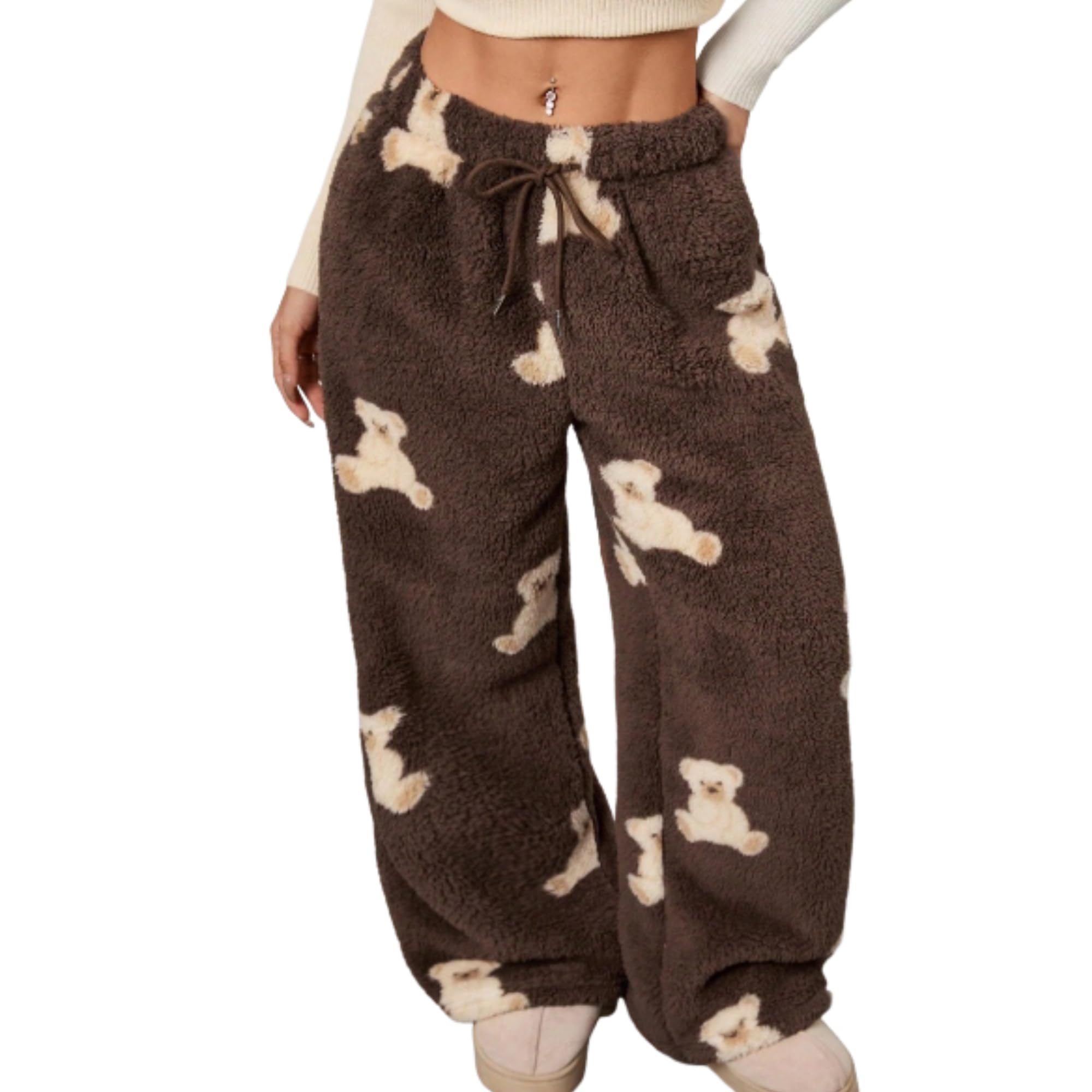 Leopard Pants Women Therian Fuzzy Pajama Pants Y2k Cheetah Pants Grunge High Waisted Fluffy Pants