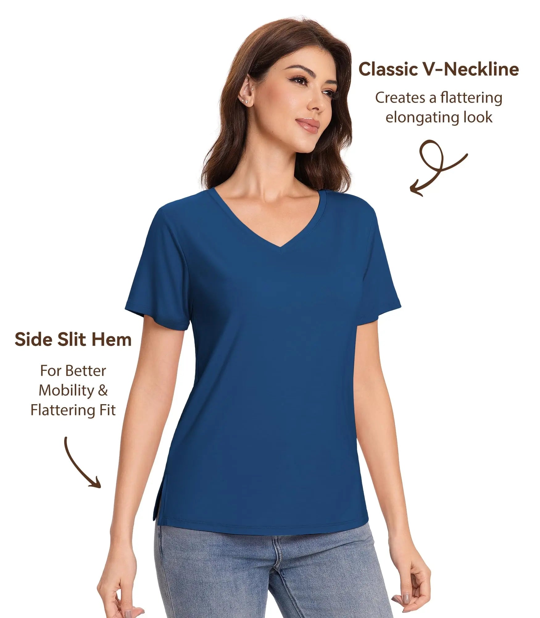 Pajama Tops for Women Viscose from Bamboo T-Shirt Short Sleeve Tee Soft V Neck Shirt Cooling Pjs Sleepwear S-XXL