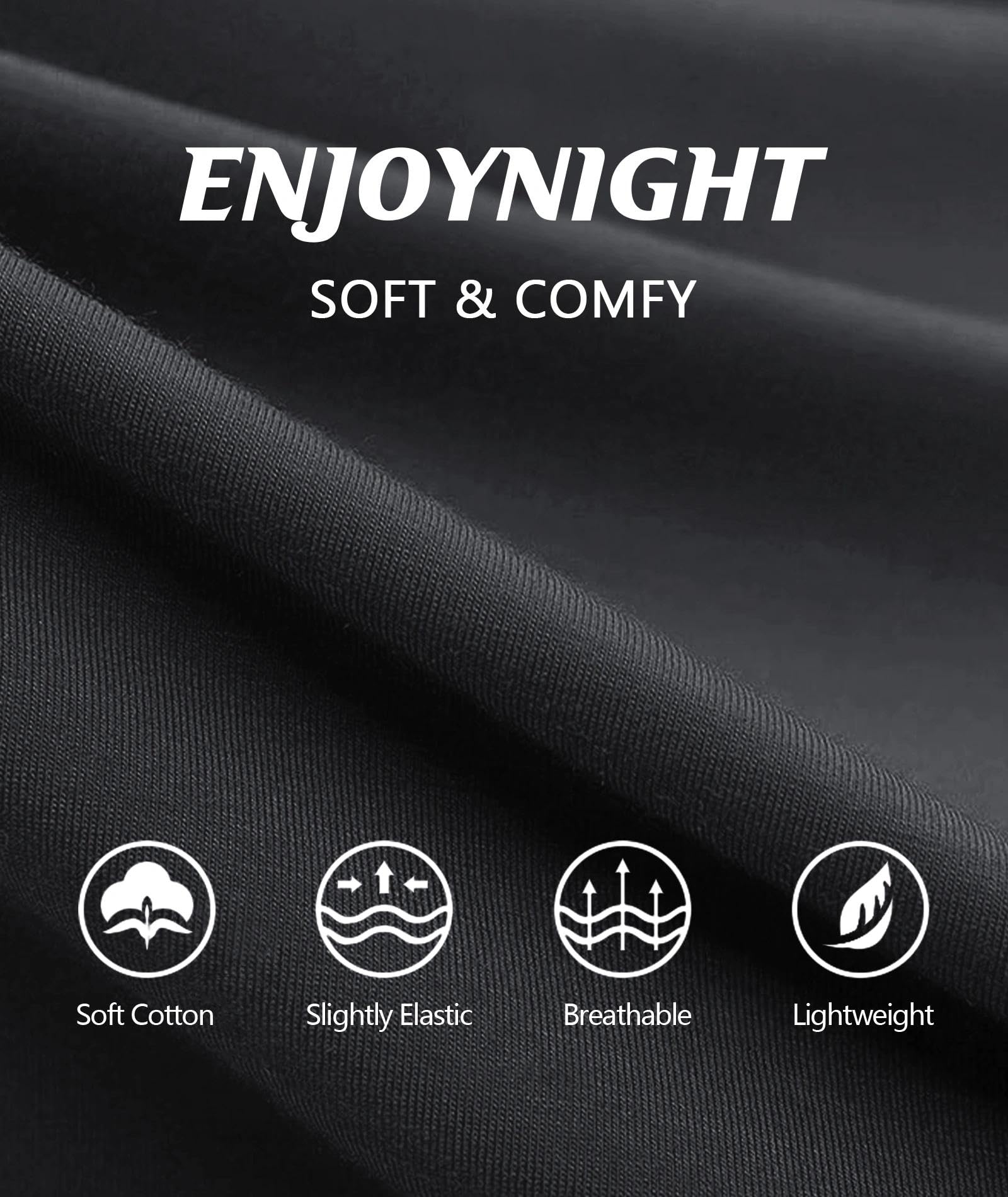 ENJOYNIGHT 2 Pack Womens Pajama Tops Cotton T-Shirt V-Neck Soft Sleep Pj Shirt Short Sleeves