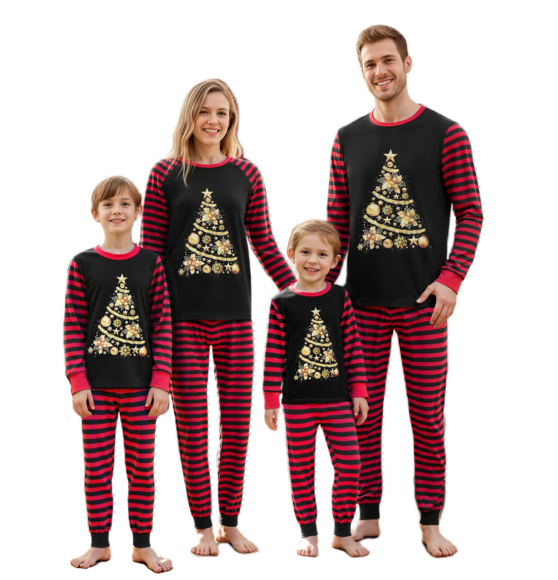Awoscut Christmas Family Matching Pajamas Sets Christmas PJ's Letter Print Top and Plaid Pants Jammies Sleepwear