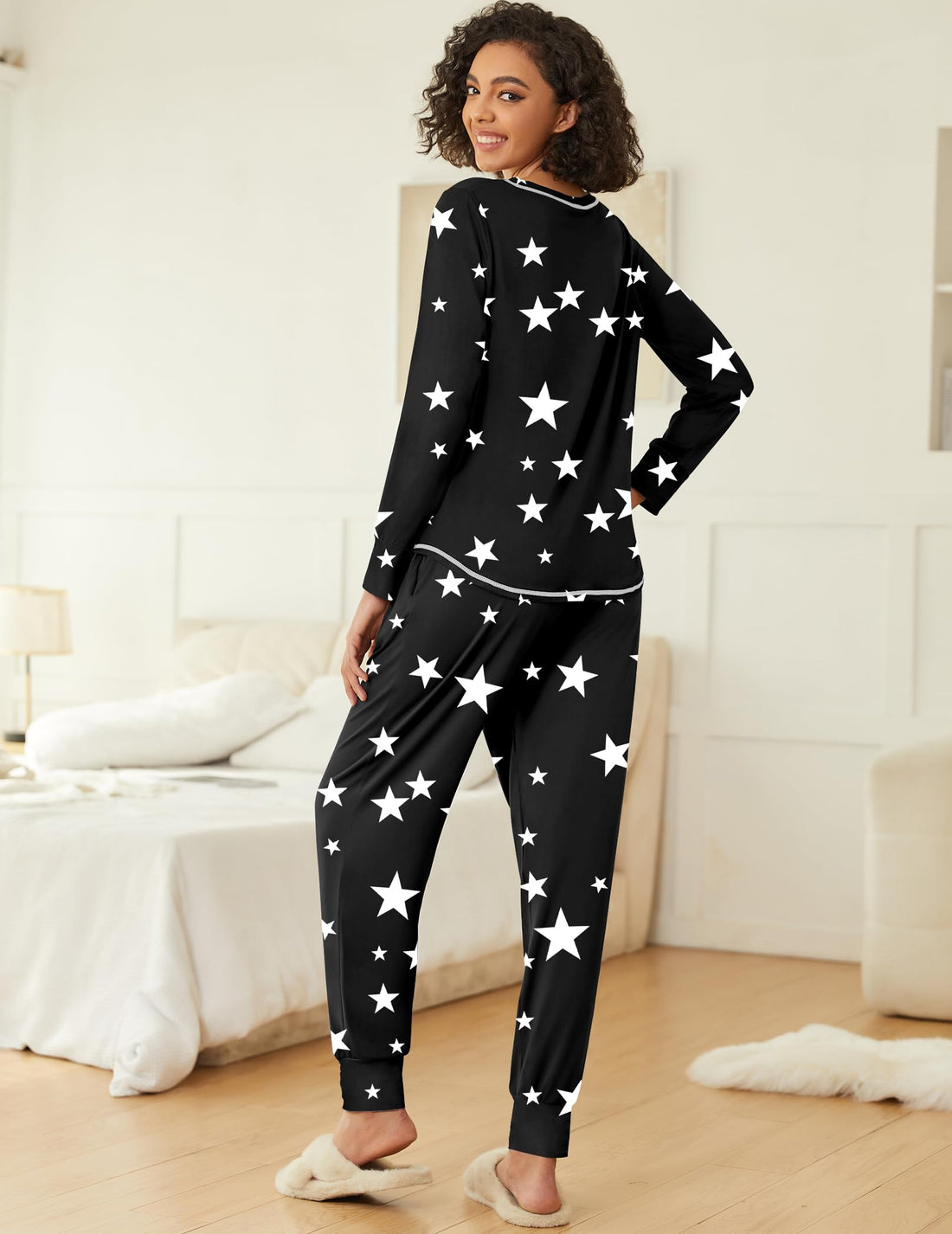 Ekouaer 2 Pack Womens Pajama Sets Long Sleeve Lounge Sets Soft Pj Sleepwear Loungewear