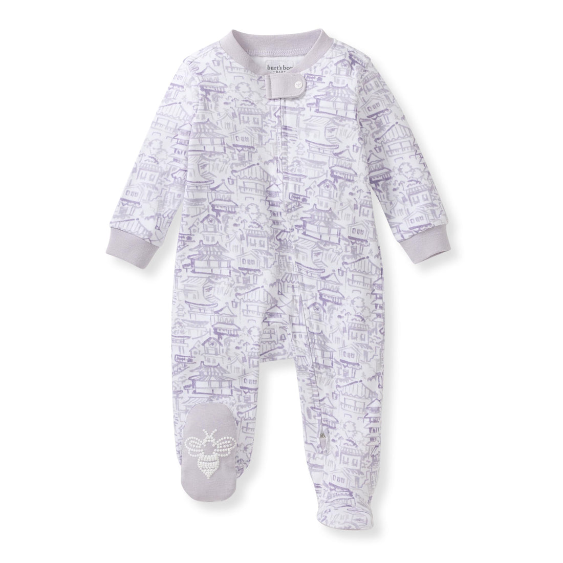 Burt's Bees Baby Organic Cotton Sleep and Play Footed Pajamas for Girls, Zipper PJ Newborn Sleeper with Non-Slip Bee Grips